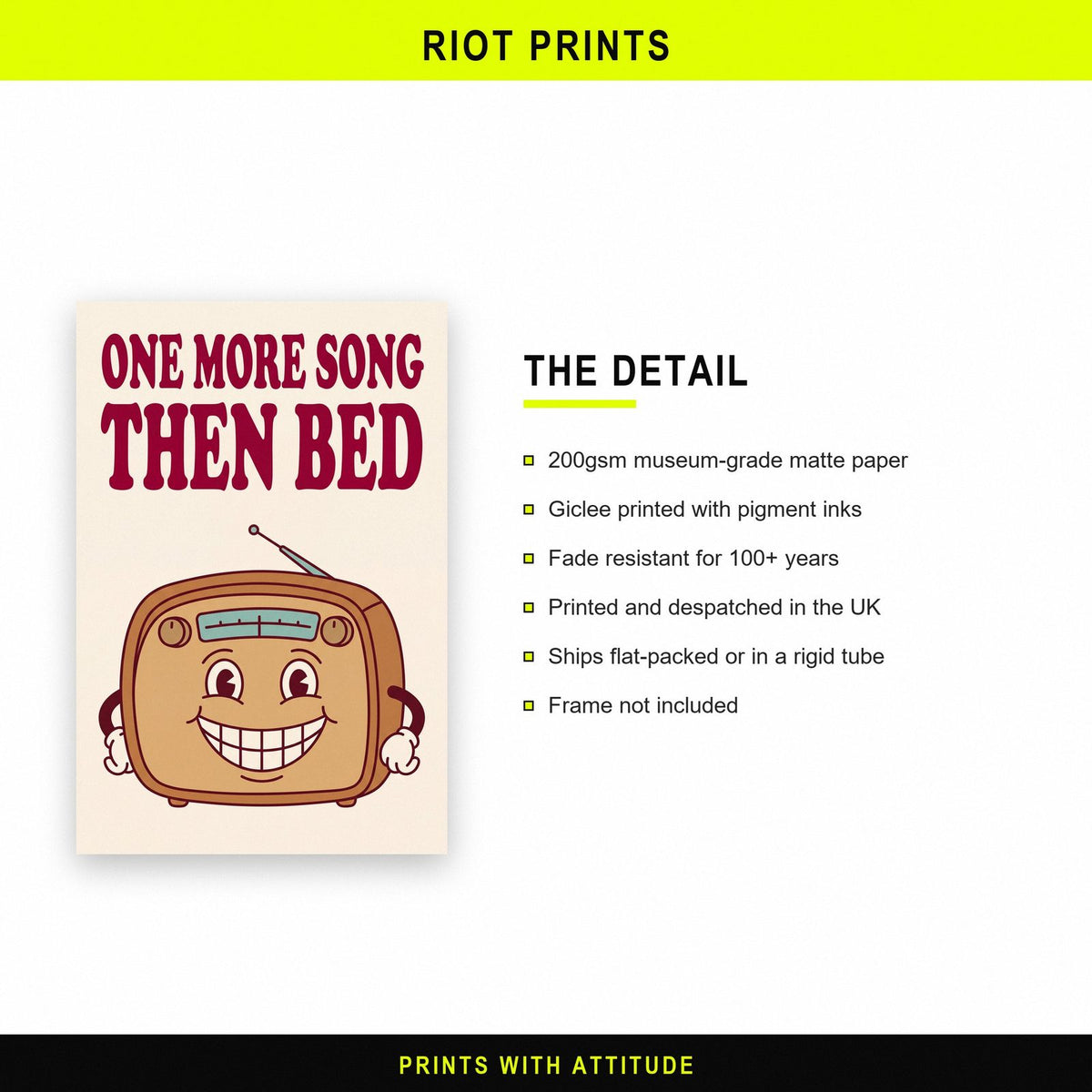 One More Song Then Bed Radio Art Print