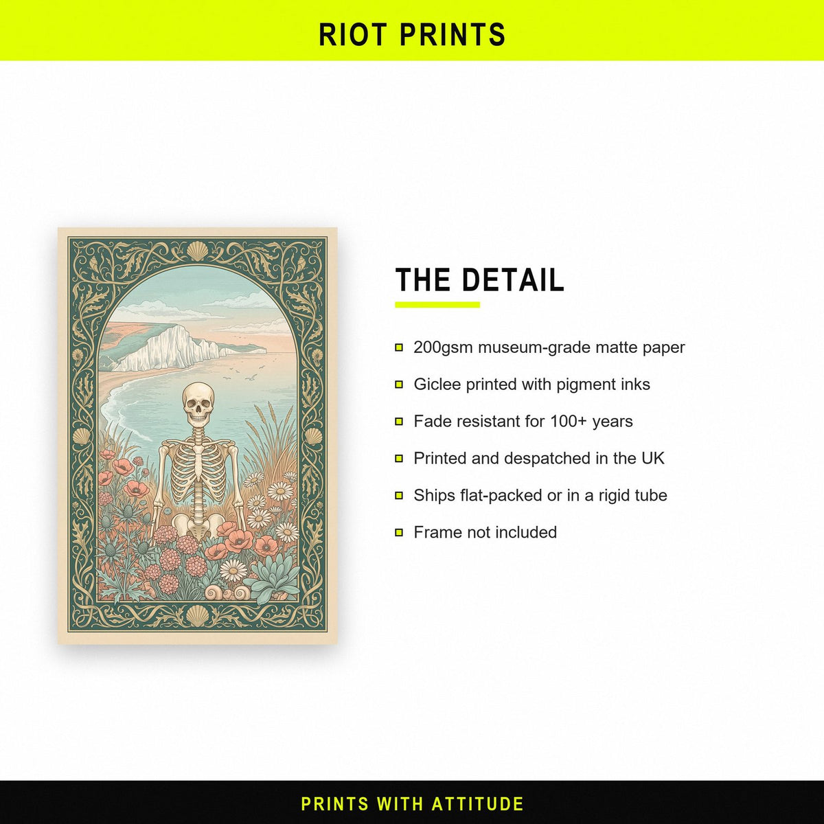 Chalk Coast Skeleton Art Print