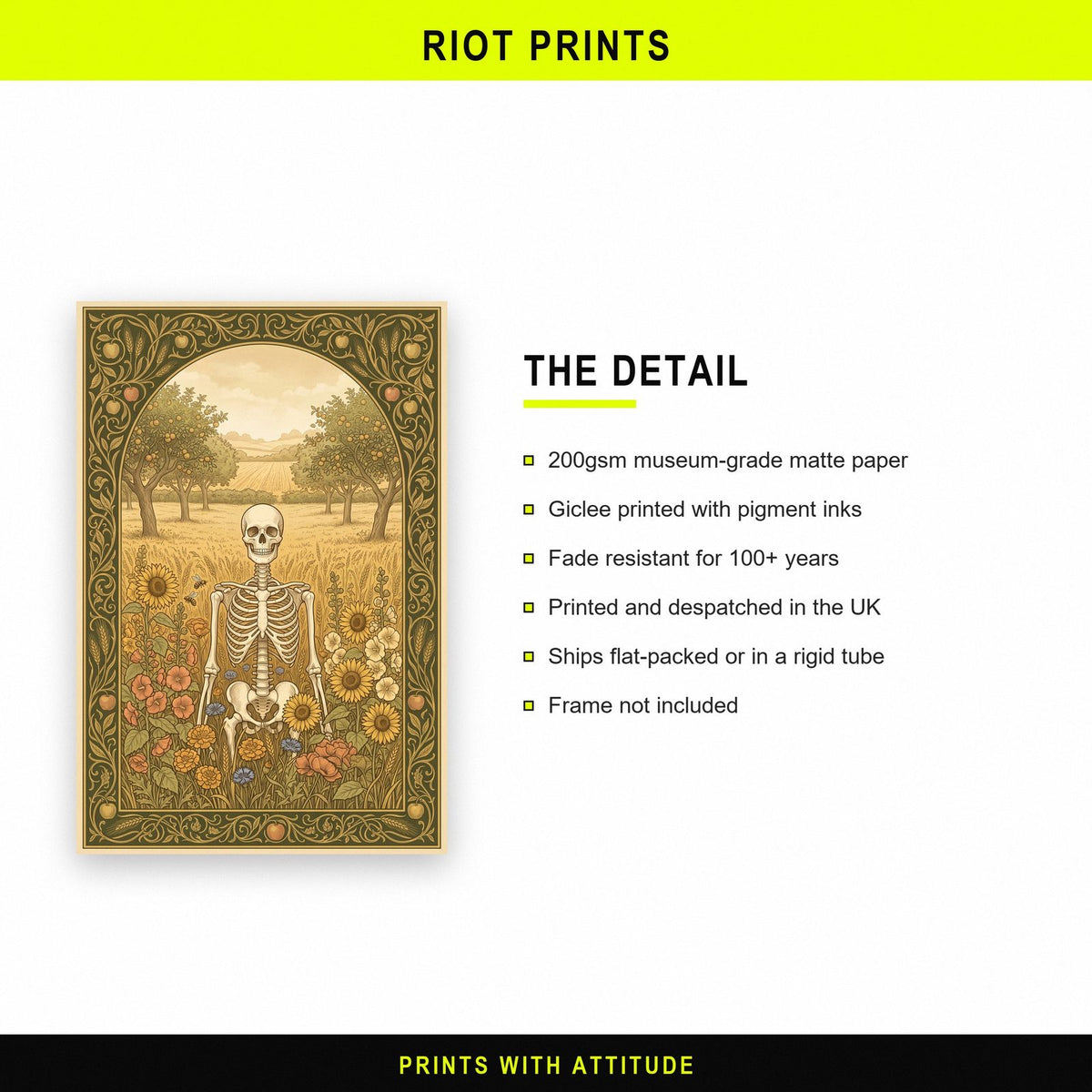 Golden Meadow Skeleton Art Print