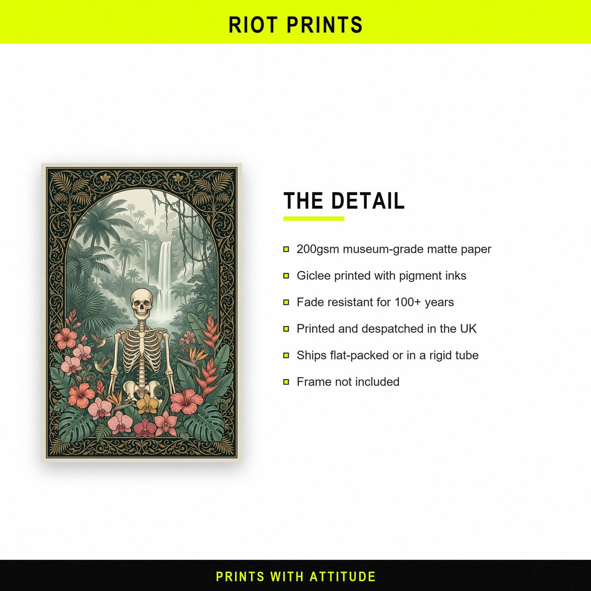 Jungle Falls Skeleton Art Print