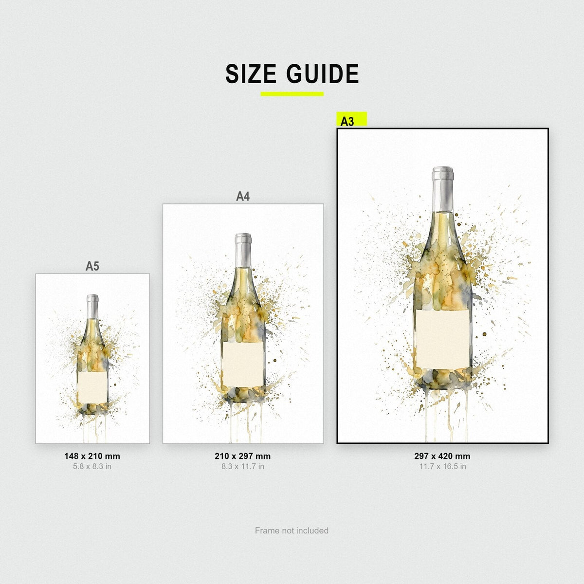 White Wine Bottle Watercolour Art Print