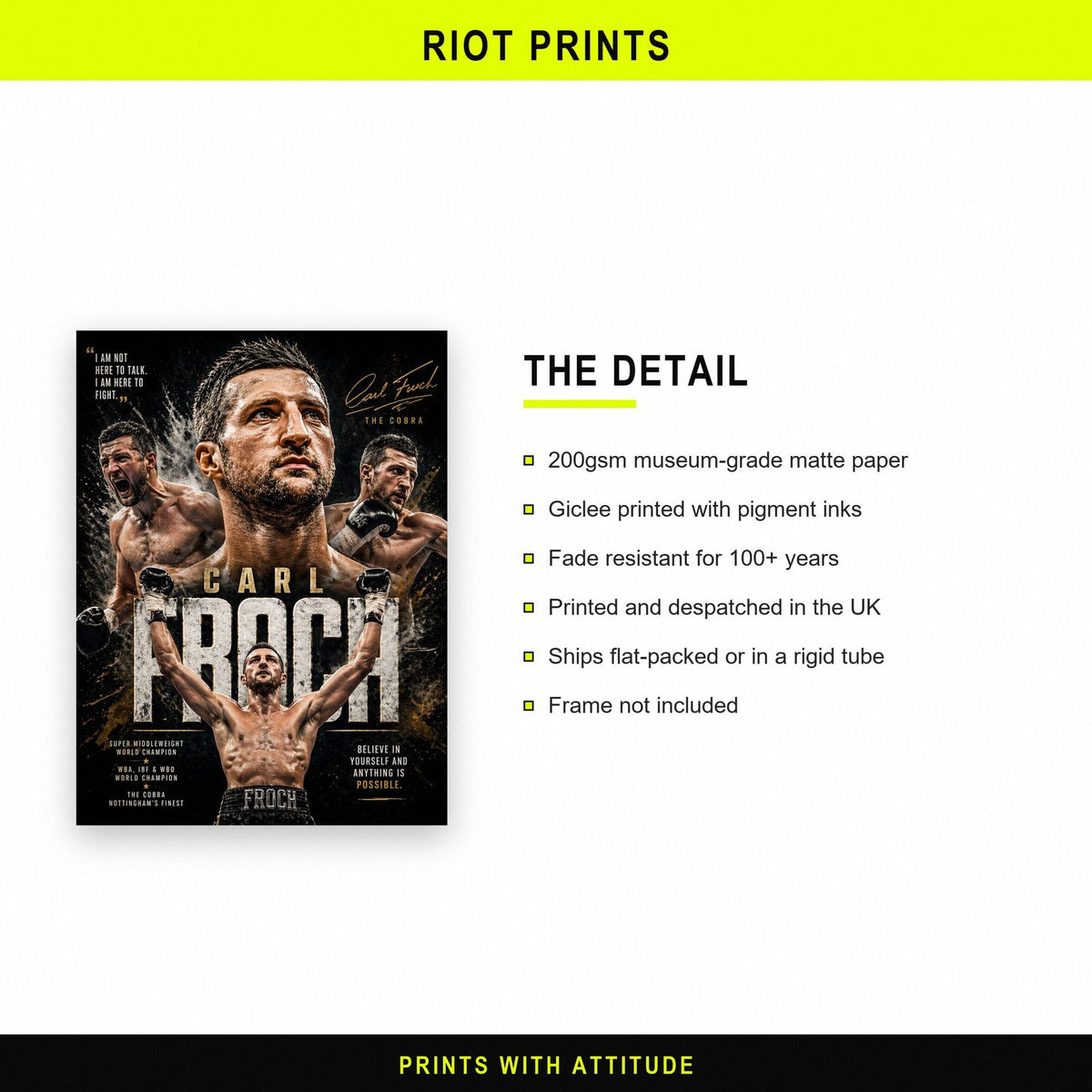 Carl Froch "The Cobra" Boxing Champion Print paper and printing specification