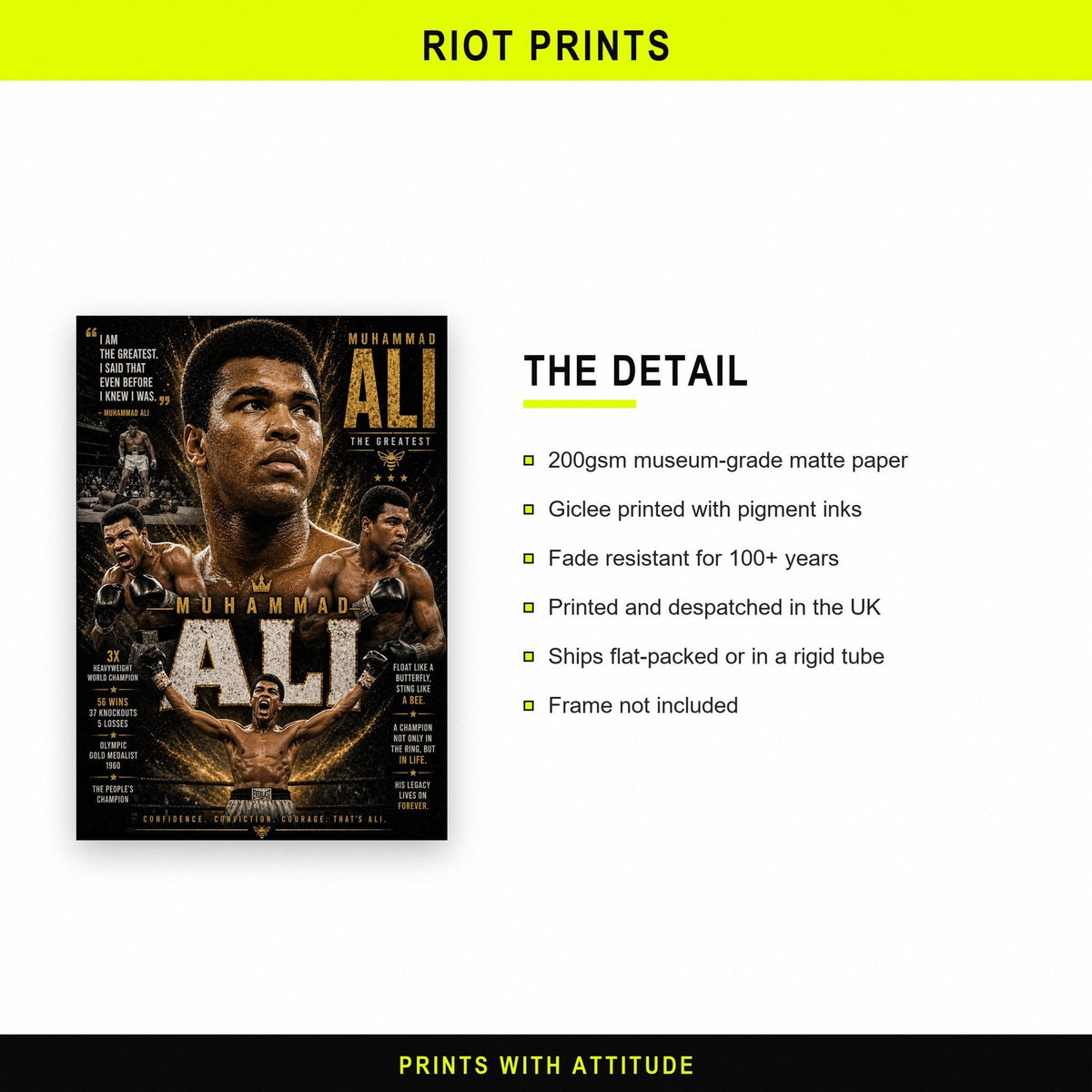 Muhammad Ali "The Greatest" Boxing Poster paper and printing specification