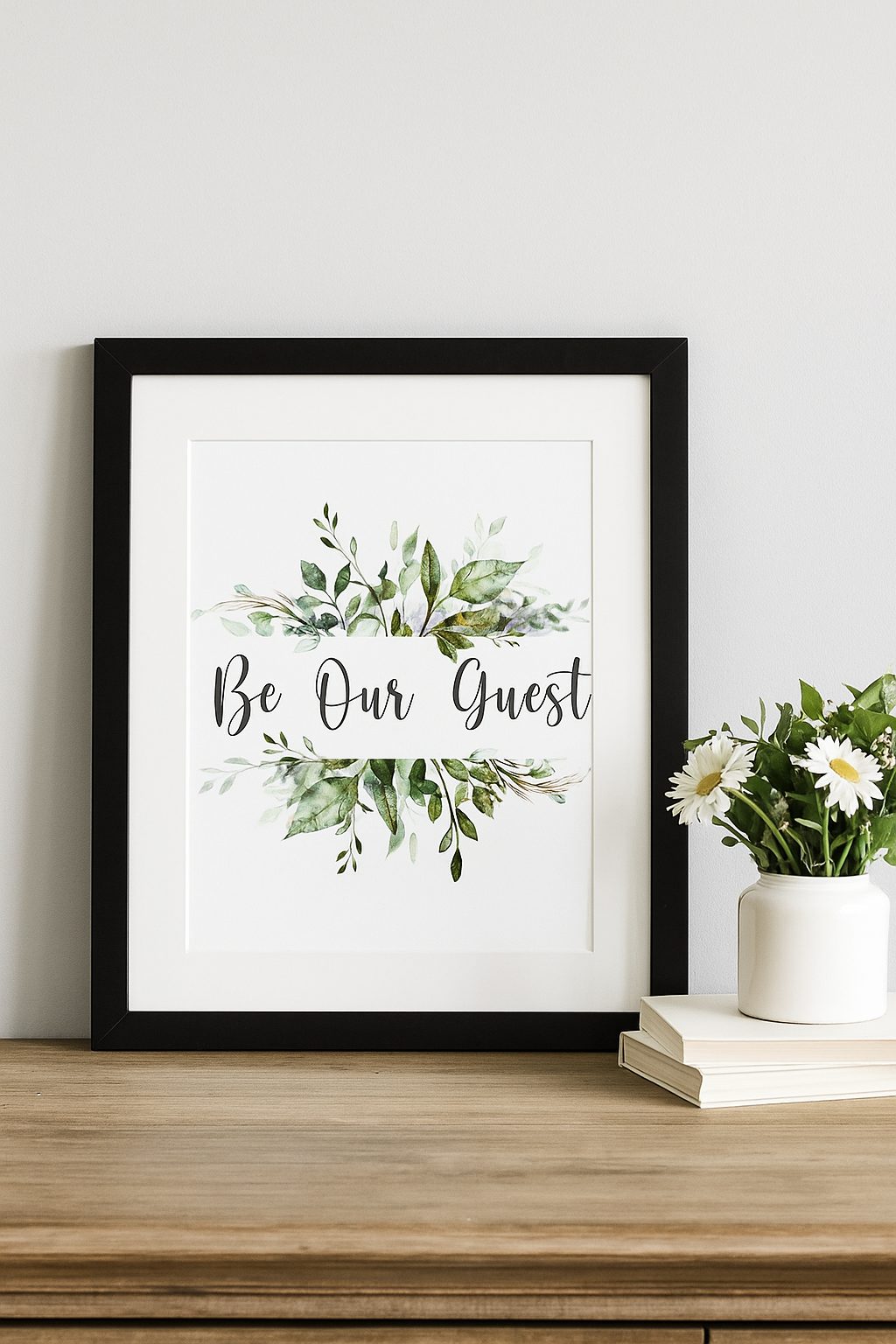 Greenery Be Our Guest Print: Watercolor Botanical Guest Room Wall Art paper and printing specification
