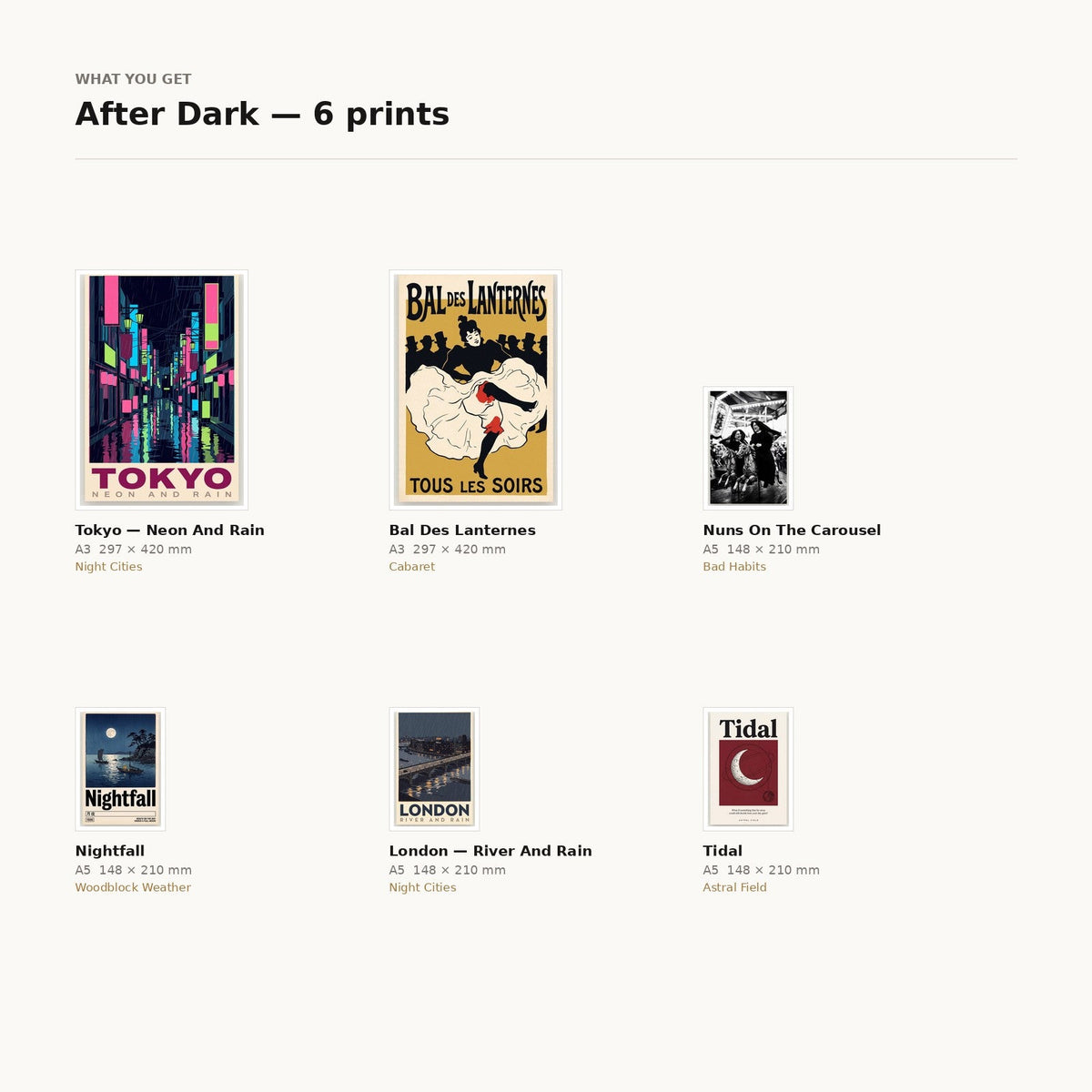 What is included in the After Dark 6-print feature wall