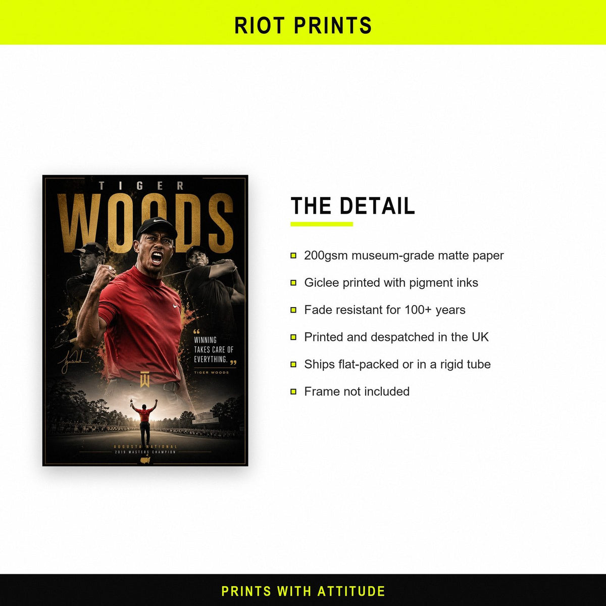 Tiger Woods Winning Takes Care Of Everything Golf Art Print