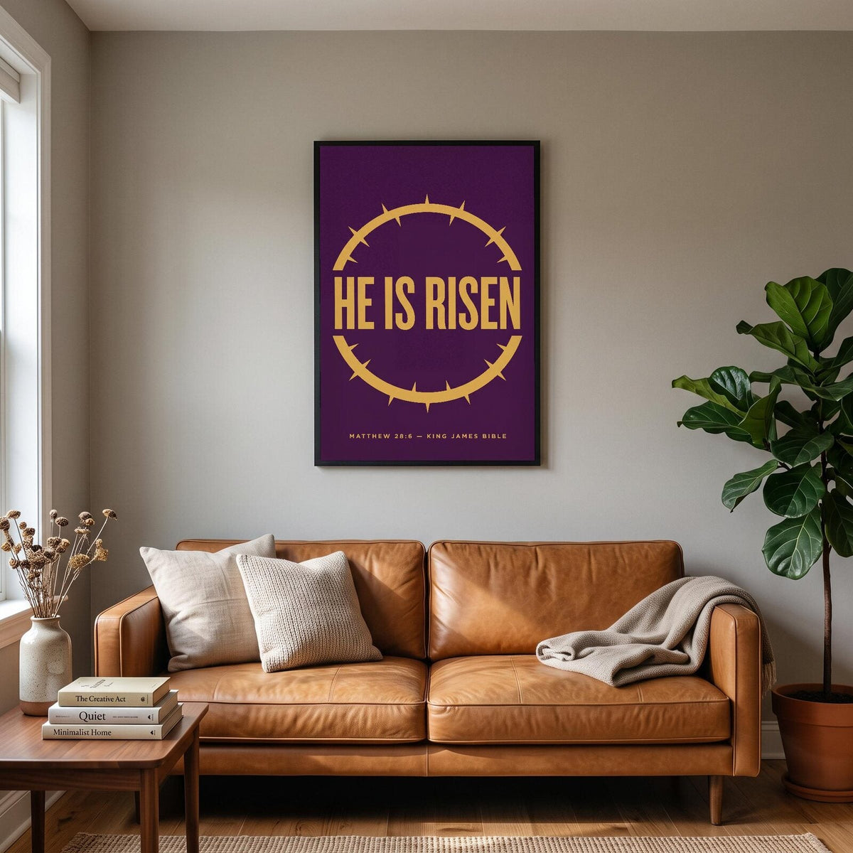 He Is Risen Matthew 28:6 Bible Verse Art Print