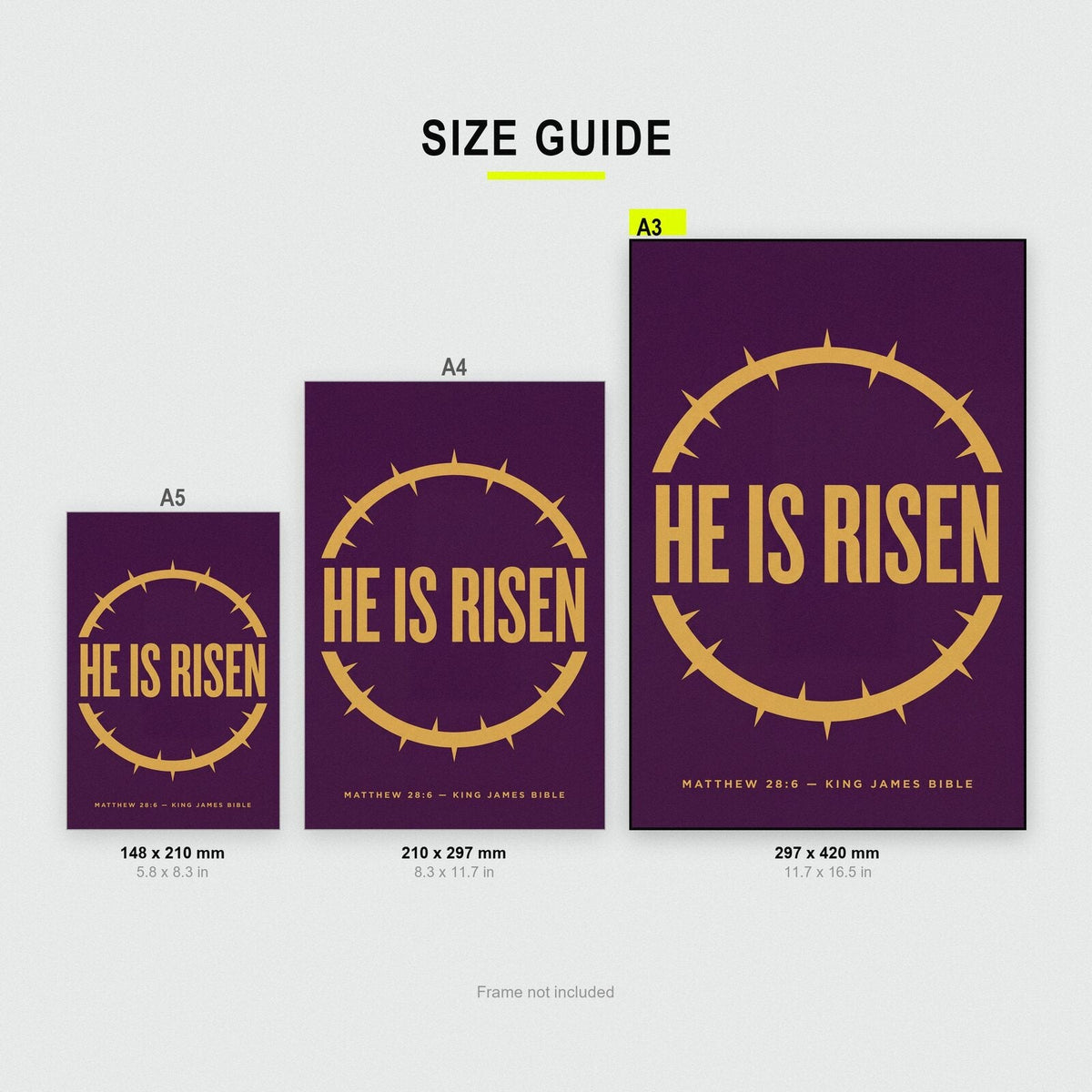 He Is Risen Matthew 28:6 Bible Verse Art Print
