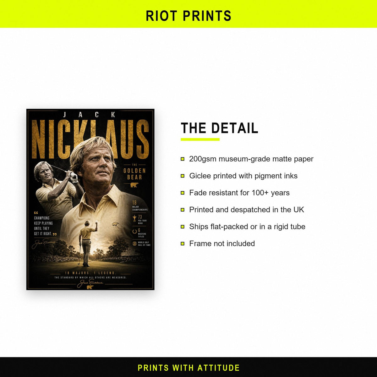 Jack Nicklaus Golf Legend Print paper and printing specification