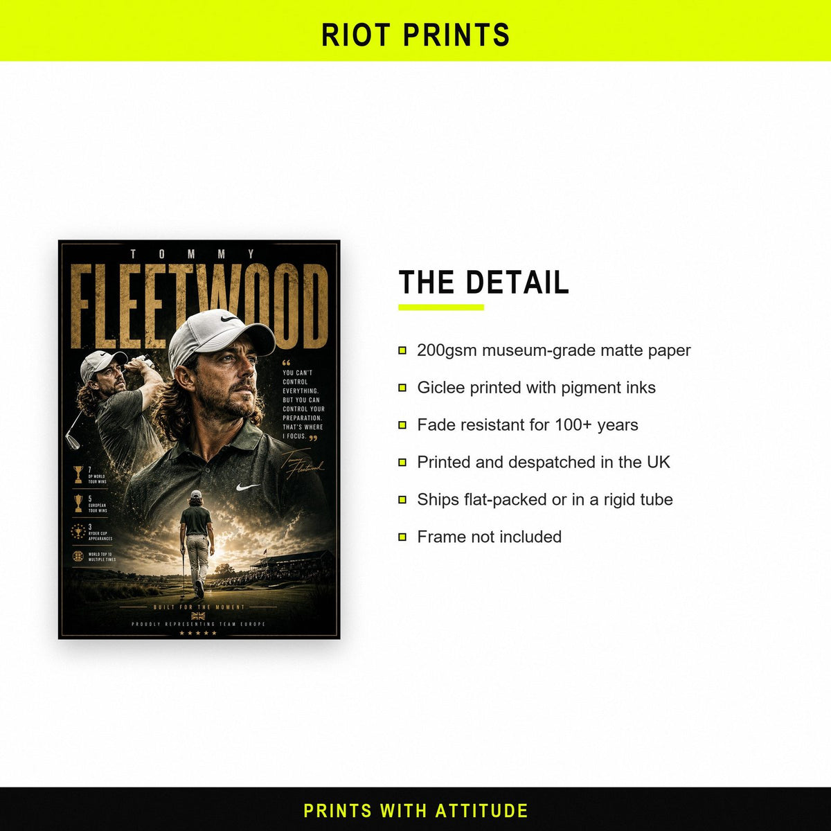 Tommy Fleetwood Golf Champion Print paper and printing specification