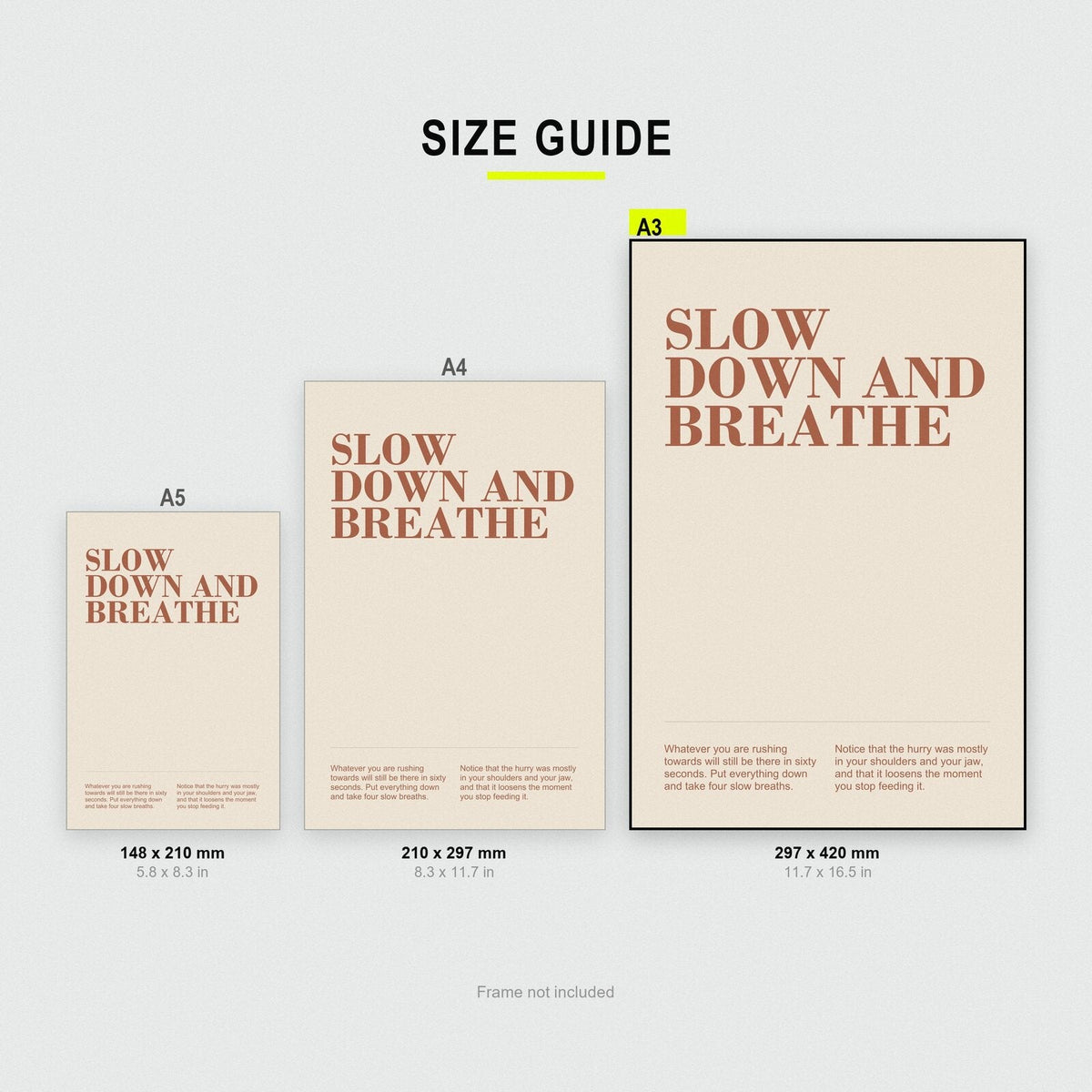 Slow Down And Breathe Mantra Typography Art Print
