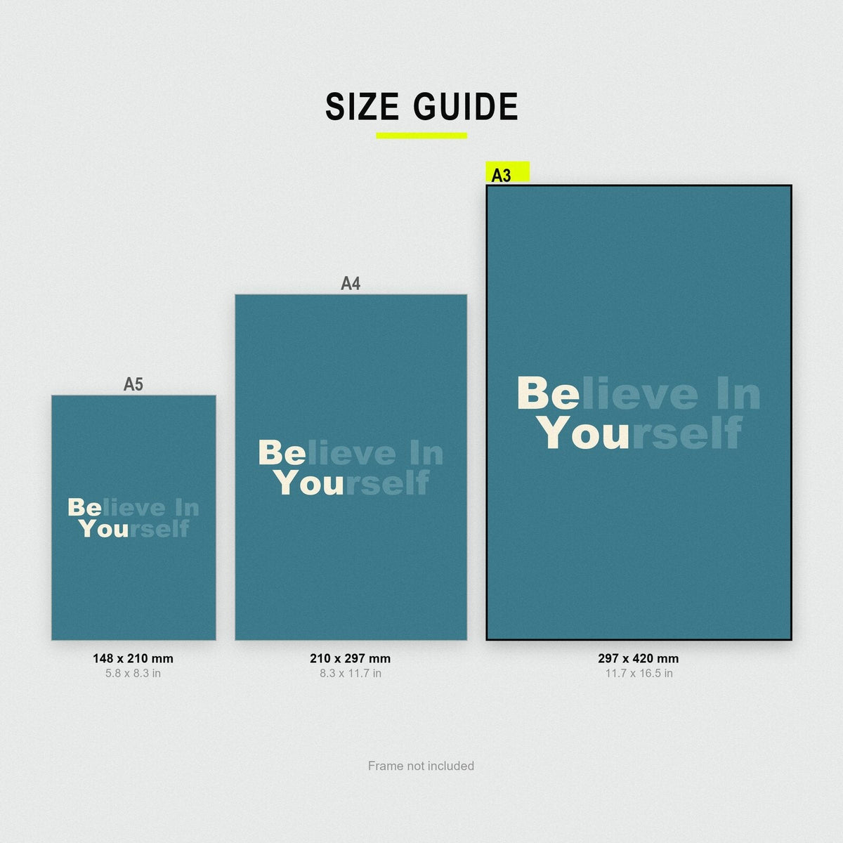 Believe In Yourself Mantra Typography Art Print