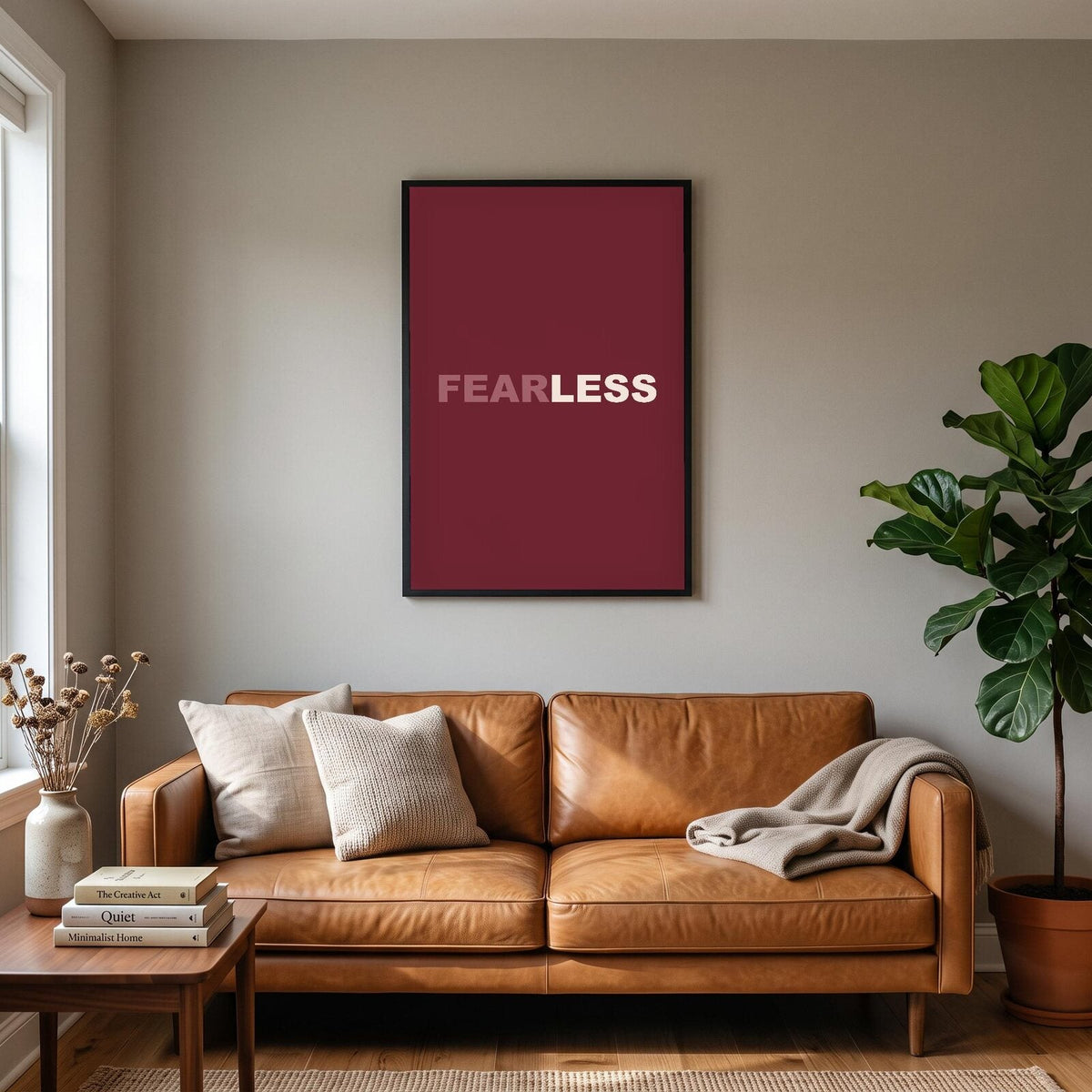 Fear Less Mantra Typography Art Print