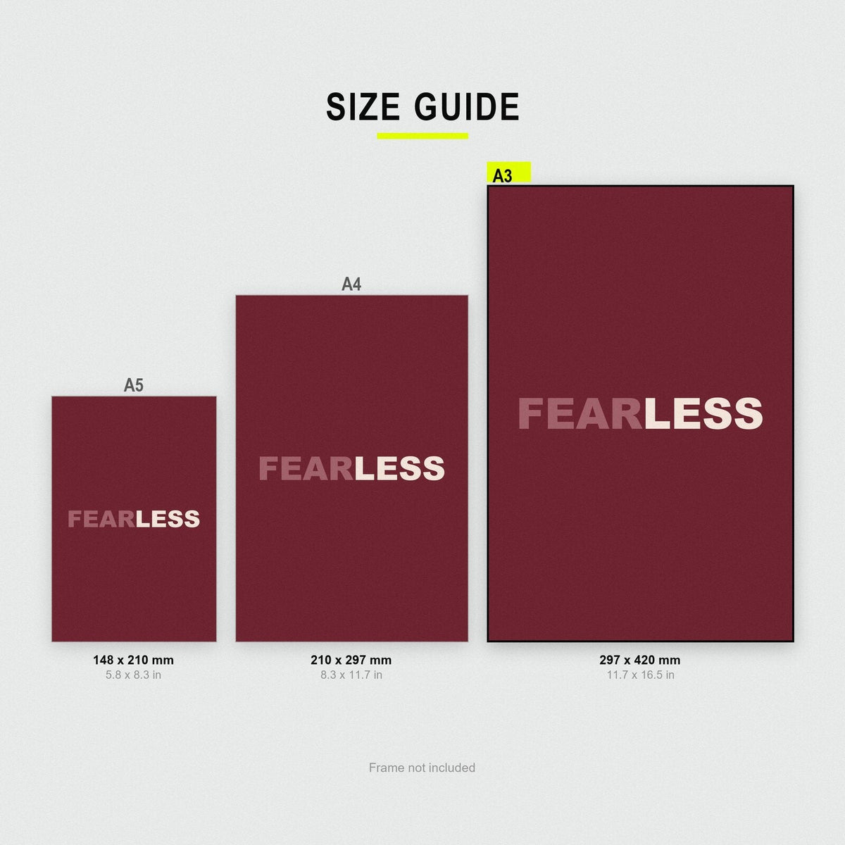 Fear Less Mantra Typography Art Print