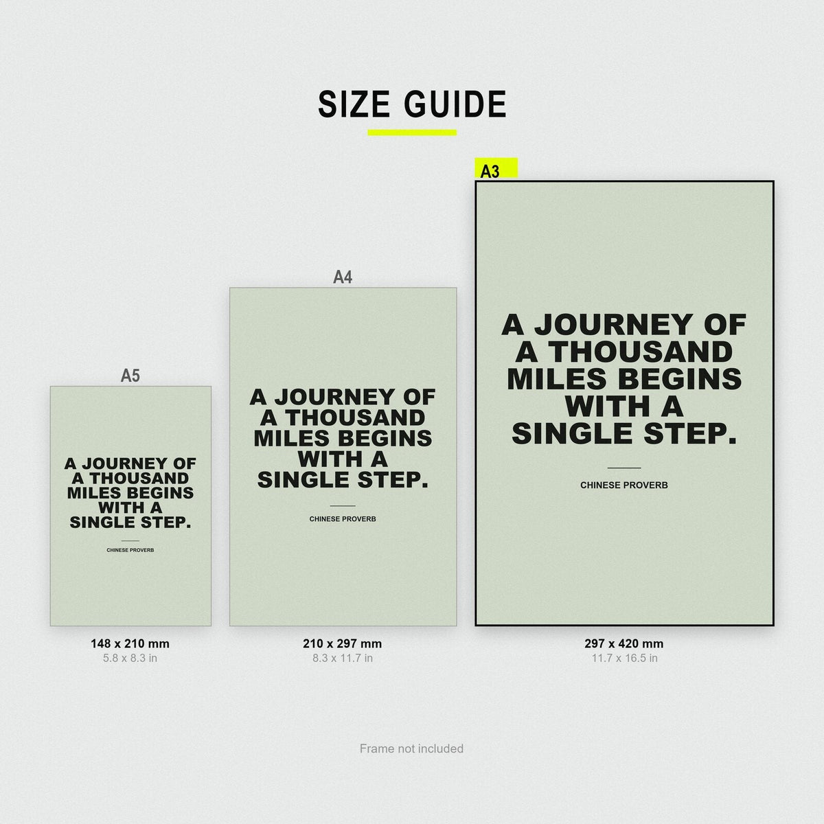 A Journey Of A Thousand Miles Begins With A Single Step Mantra Typography Art Print