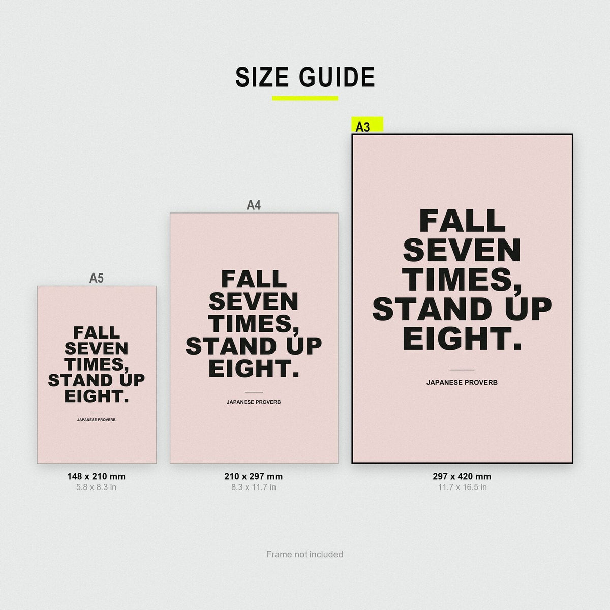Fall Seven Times Stand Up Eight Mantra Typography Art Print