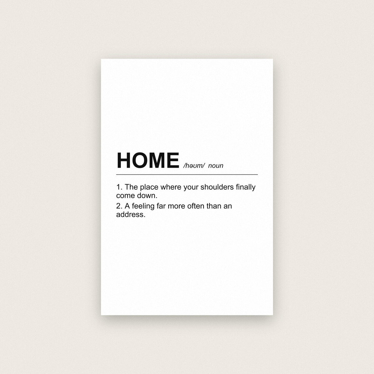 Home Definition Typography Art Print