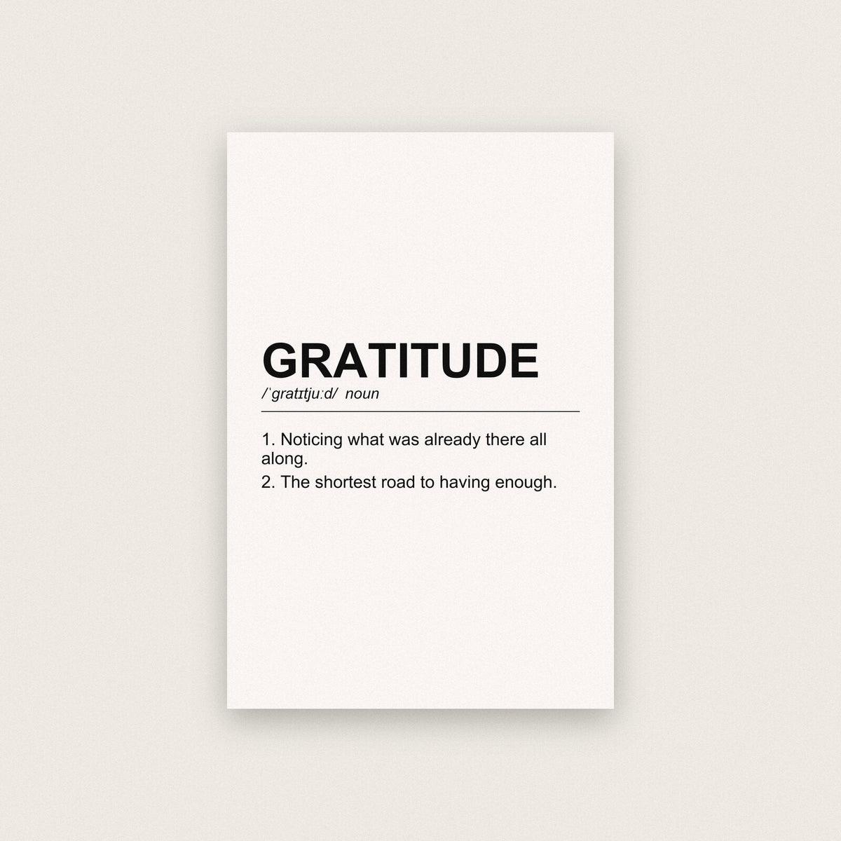 Gratitude Definition Typography Art Print