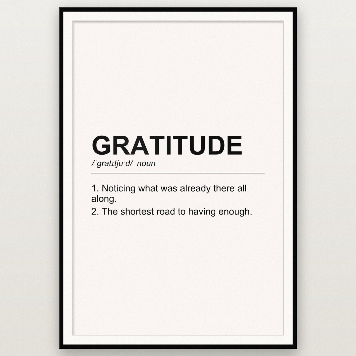Gratitude Definition Typography Art Print
