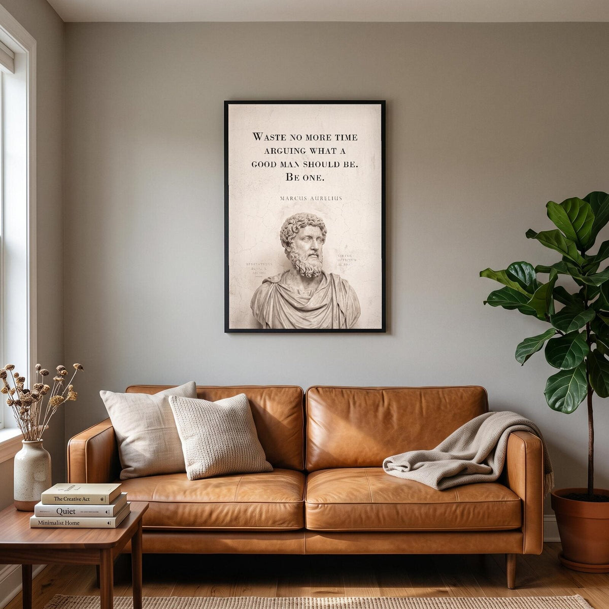 Waste No More Time Arguing Marcus Aurelius Marble Stoic Quote Art Print