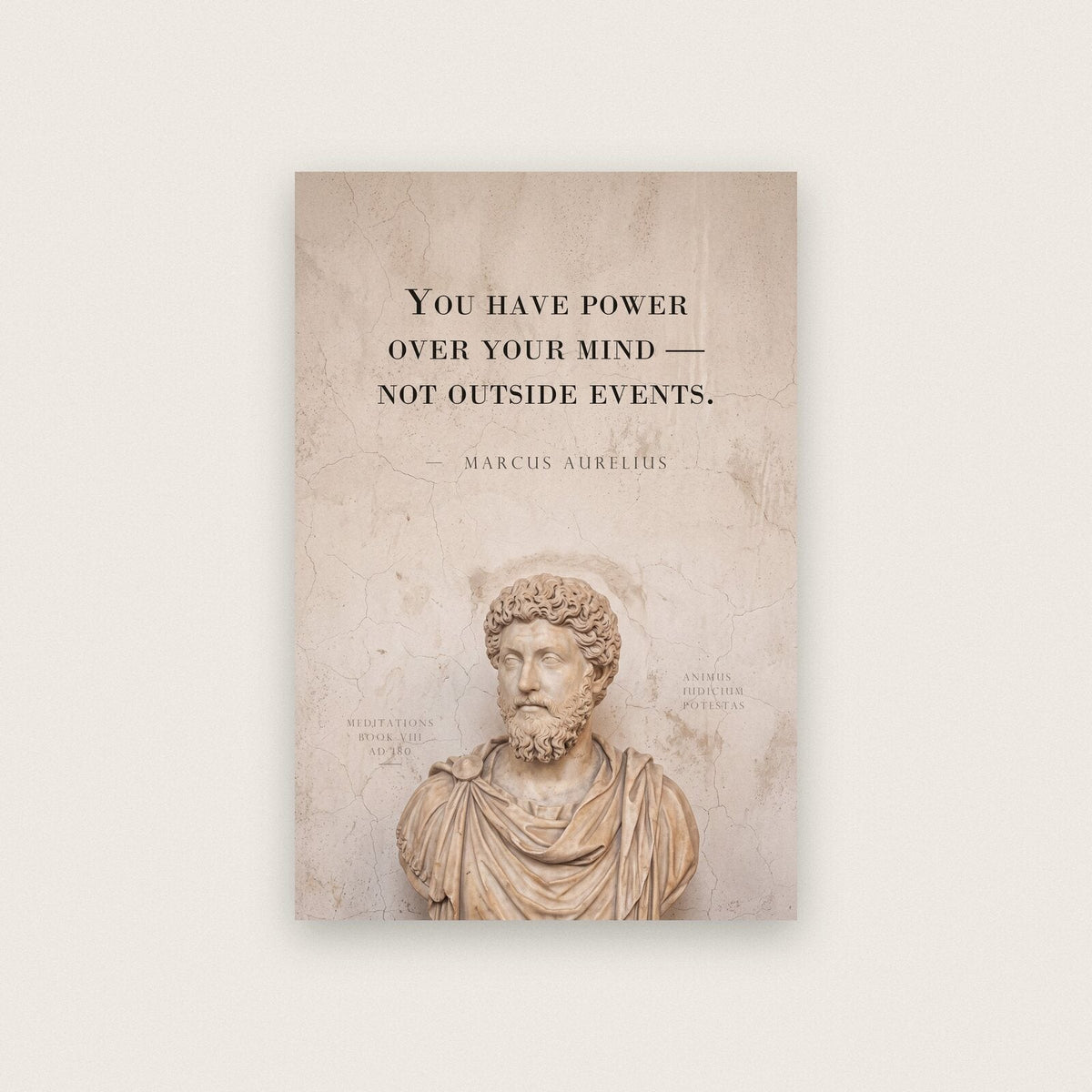 You Have Power Over Your Mind Marcus Aurelius Marble Stoic Quote Art Print