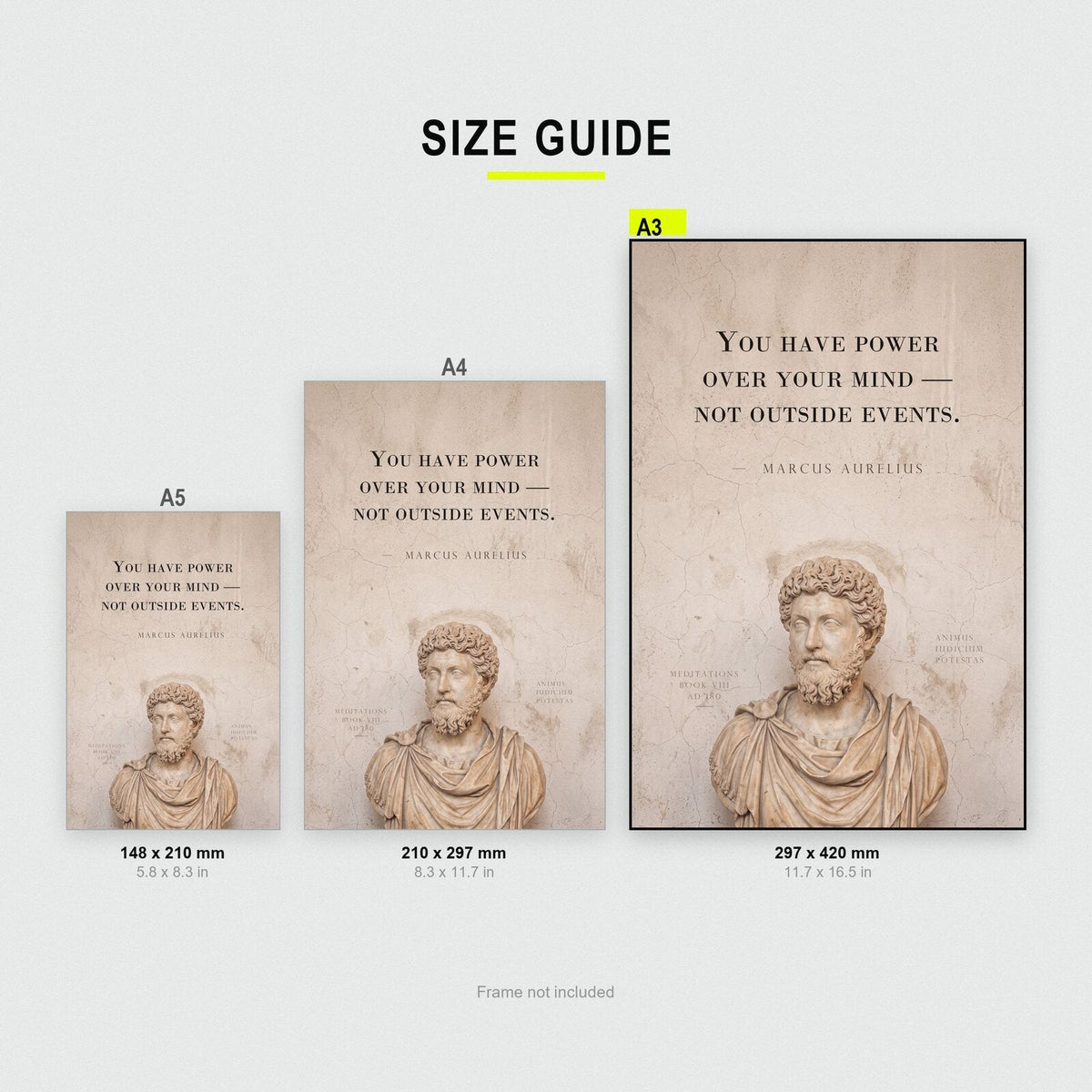 You Have Power Over Your Mind Marcus Aurelius Marble Stoic Quote Art Print