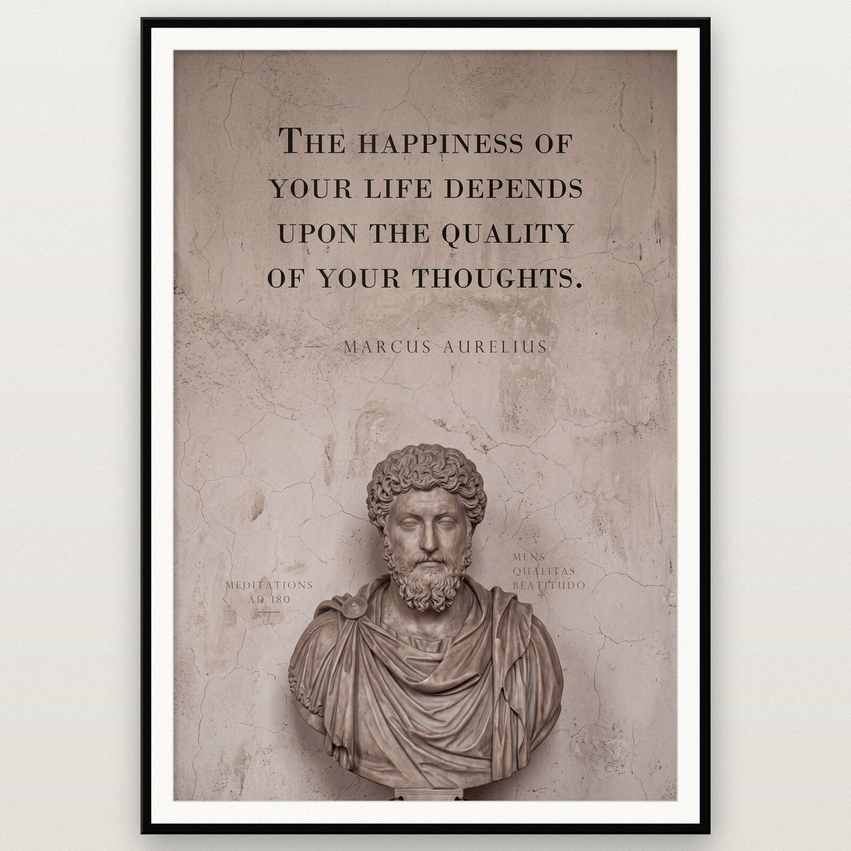 The Quality Of Your Thoughts Marcus Aurelius Marble Stoic Quote Art Print