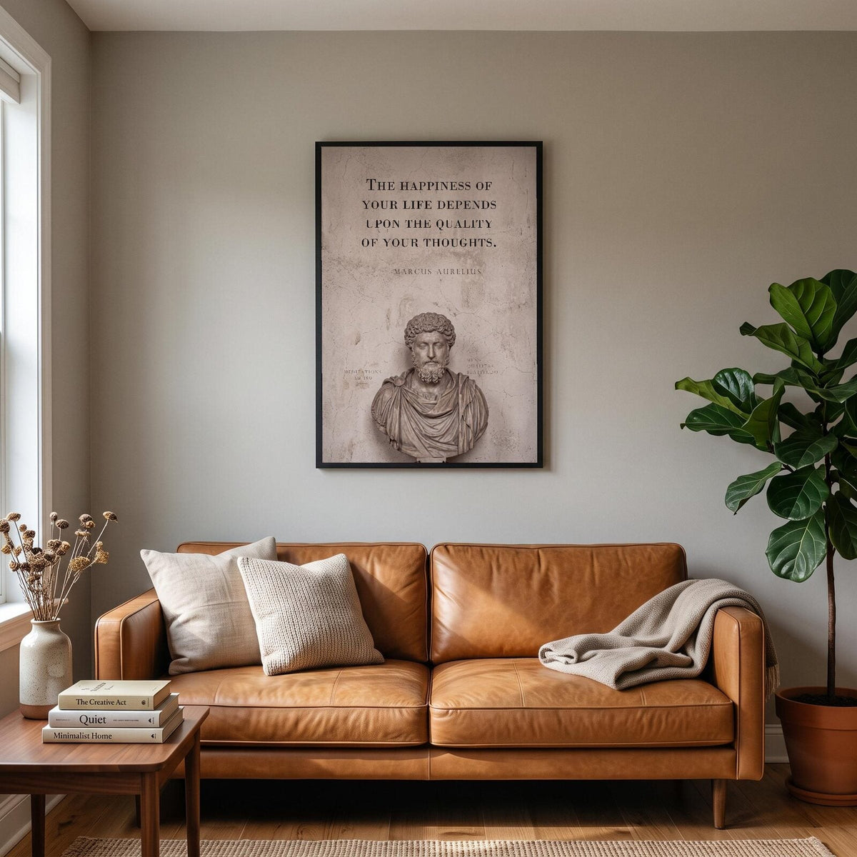 The Quality Of Your Thoughts Marcus Aurelius Marble Stoic Quote Art Print