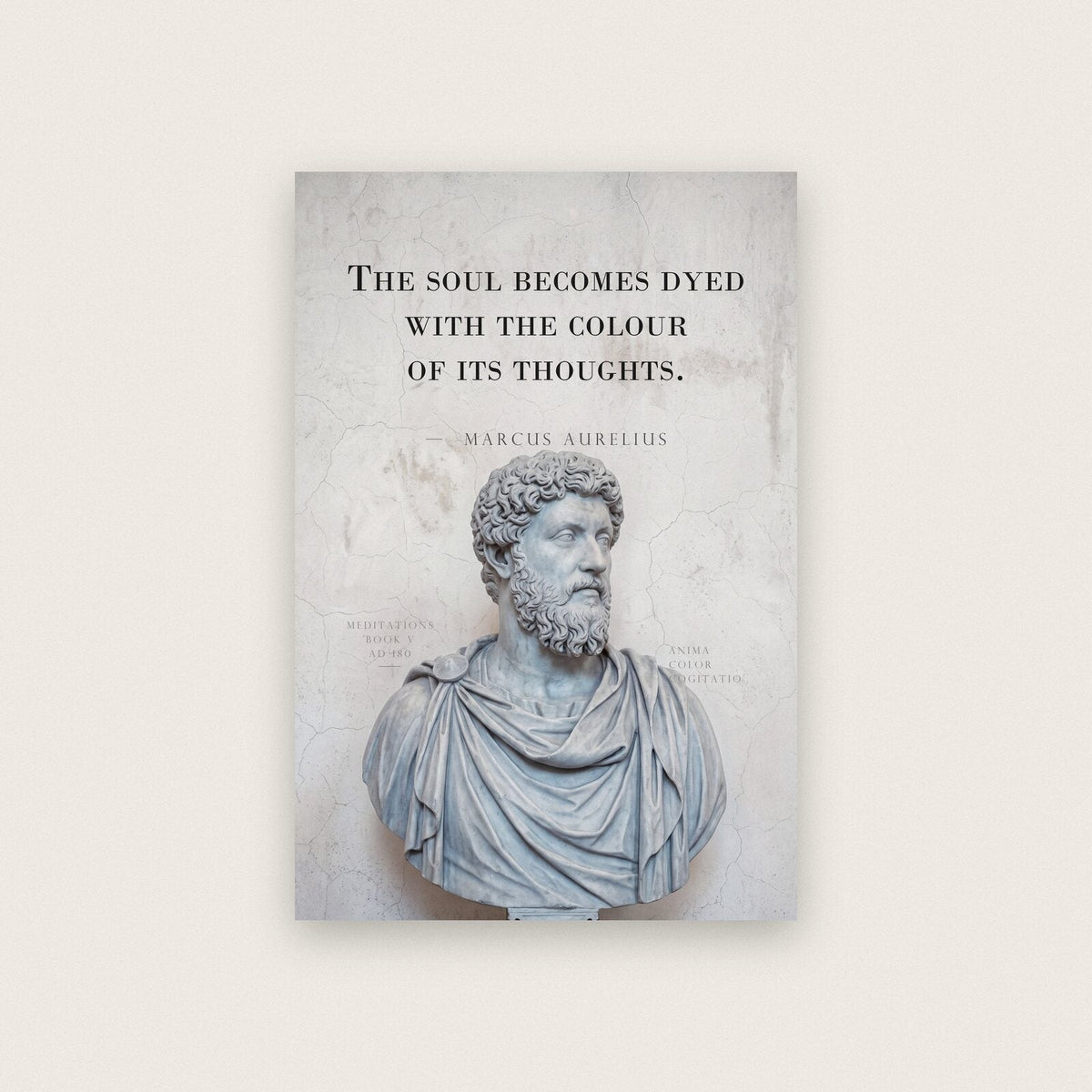 The Soul Becomes Dyed With Its Thoughts Marcus Aurelius Marble Stoic Quote Art Print