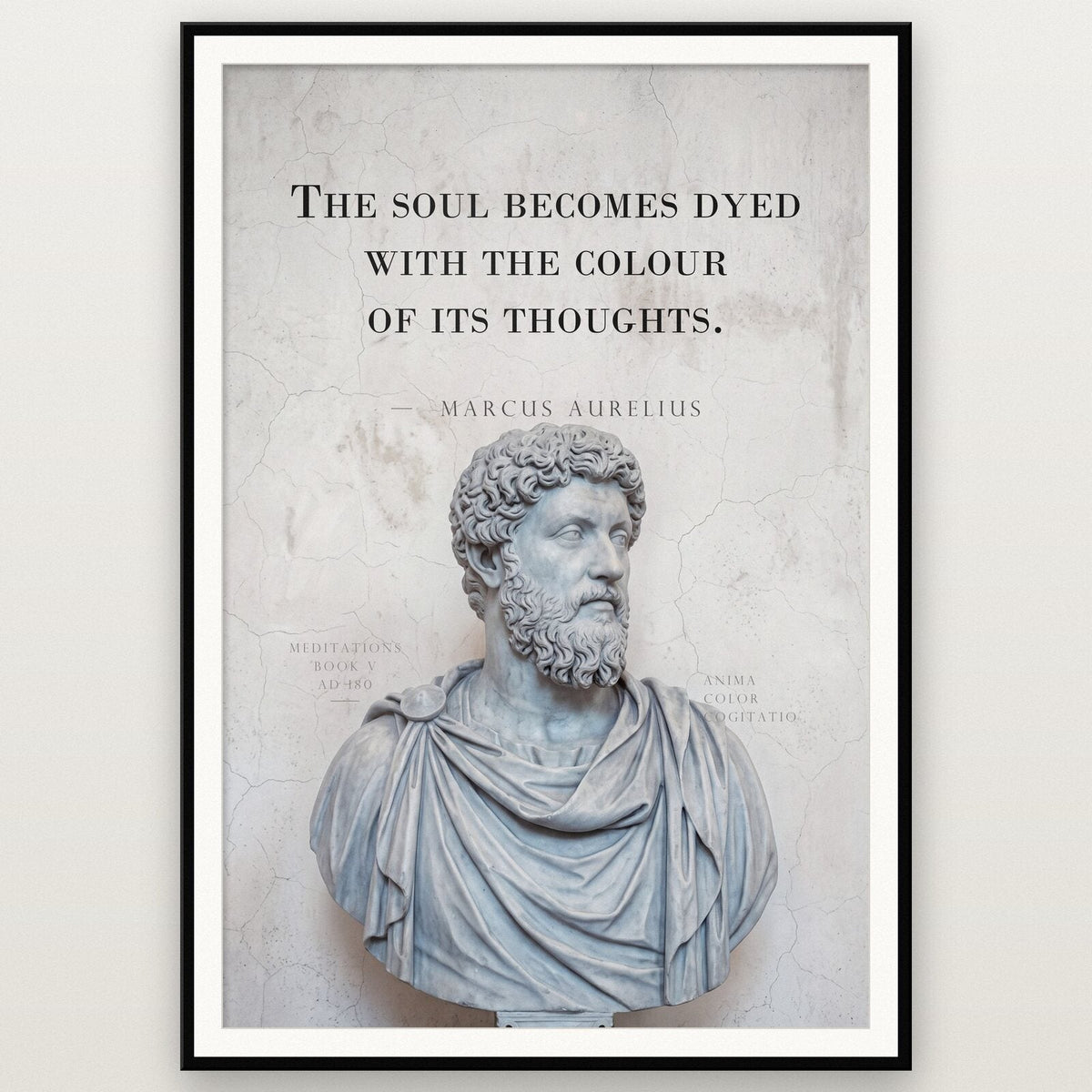 The Soul Becomes Dyed With Its Thoughts Marcus Aurelius Marble Stoic Quote Art Print