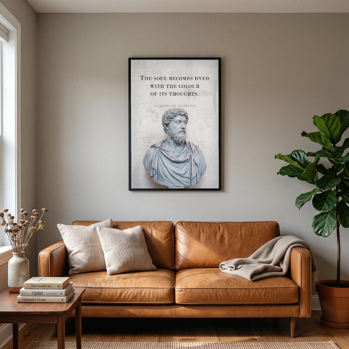 The Soul Becomes Dyed With Its Thoughts Marcus Aurelius Marble Stoic Quote Art Print