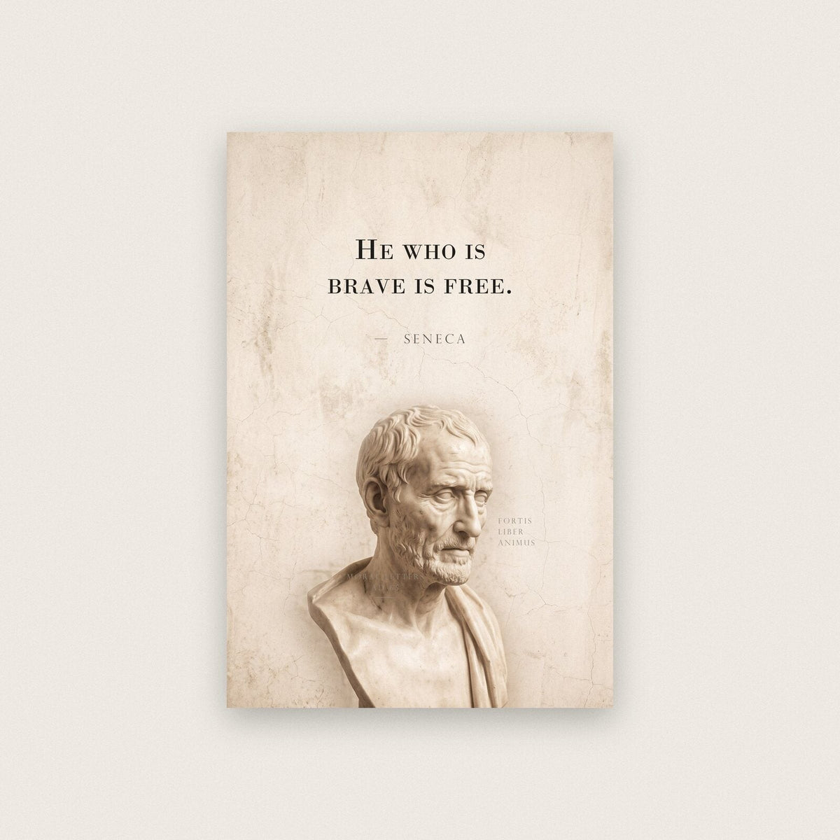 He Who Is Brave Is Free Seneca Marble Stoic Quote Art Print