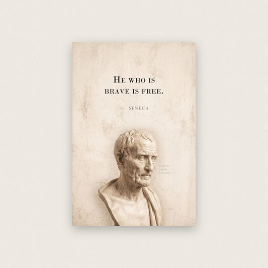 He Who Is Brave Is Free Seneca Marble Stoic Quote Art Print