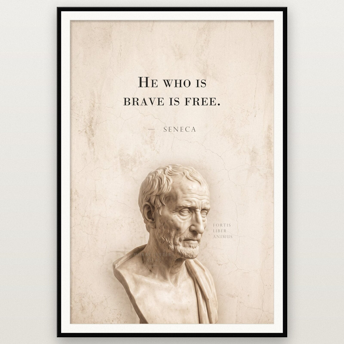 He Who Is Brave Is Free Seneca Marble Stoic Quote Art Print