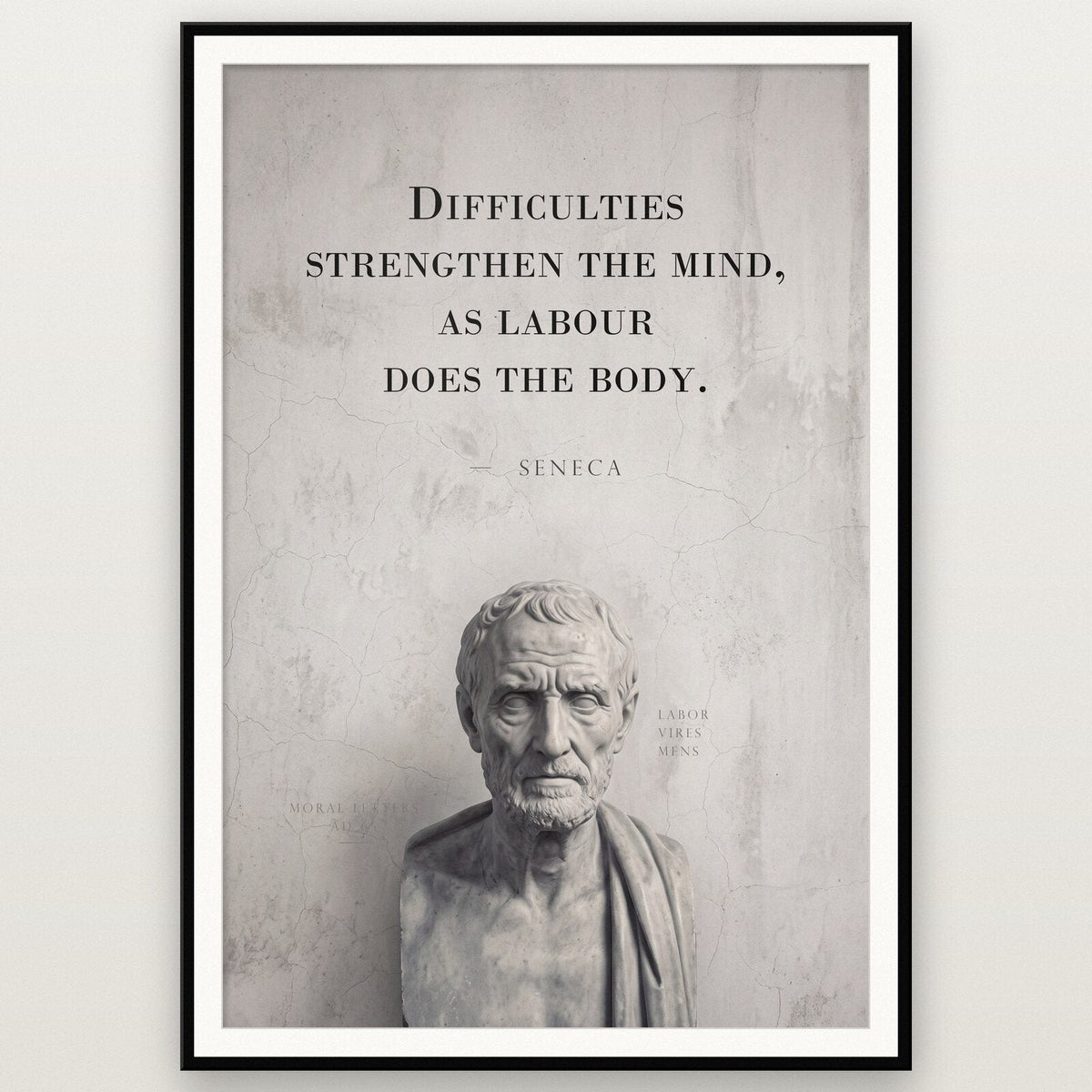 Difficulties Strengthen The Mind Seneca Marble Stoic Quote Art Print