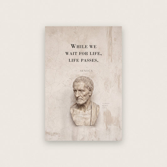 While We Wait For Life Life Passes Seneca Marble Stoic Quote Art Print