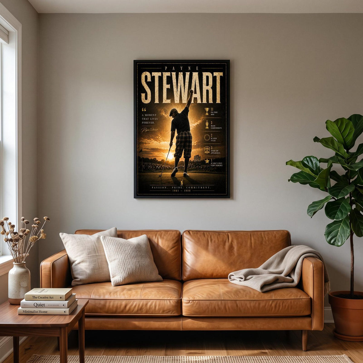 Payne Stewart Golf Legend Print hanging on a living room wall