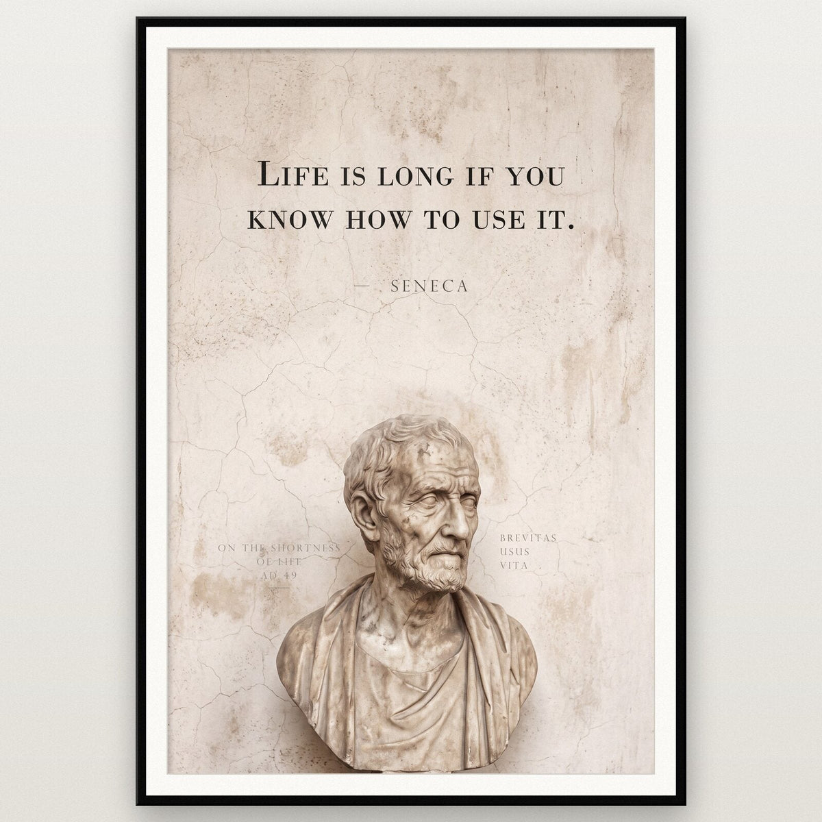 Life Is Long If You Know How To Use It Seneca Marble Stoic Quote Art Print