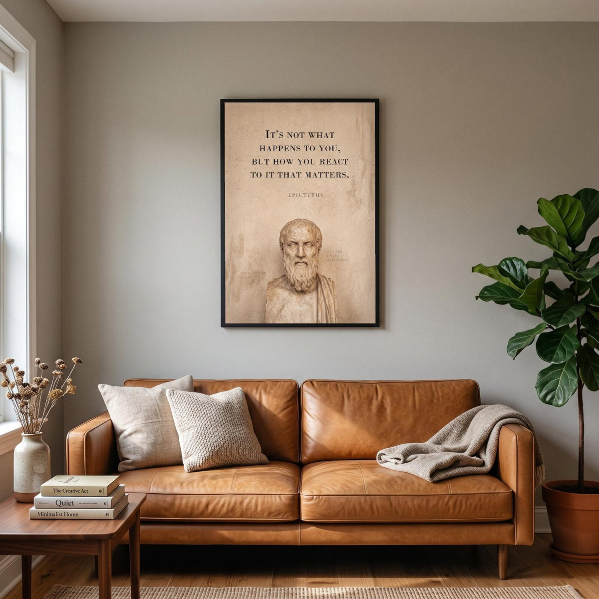 It Is How You React That Matters Epictetus Marble Stoic Quote Art Print