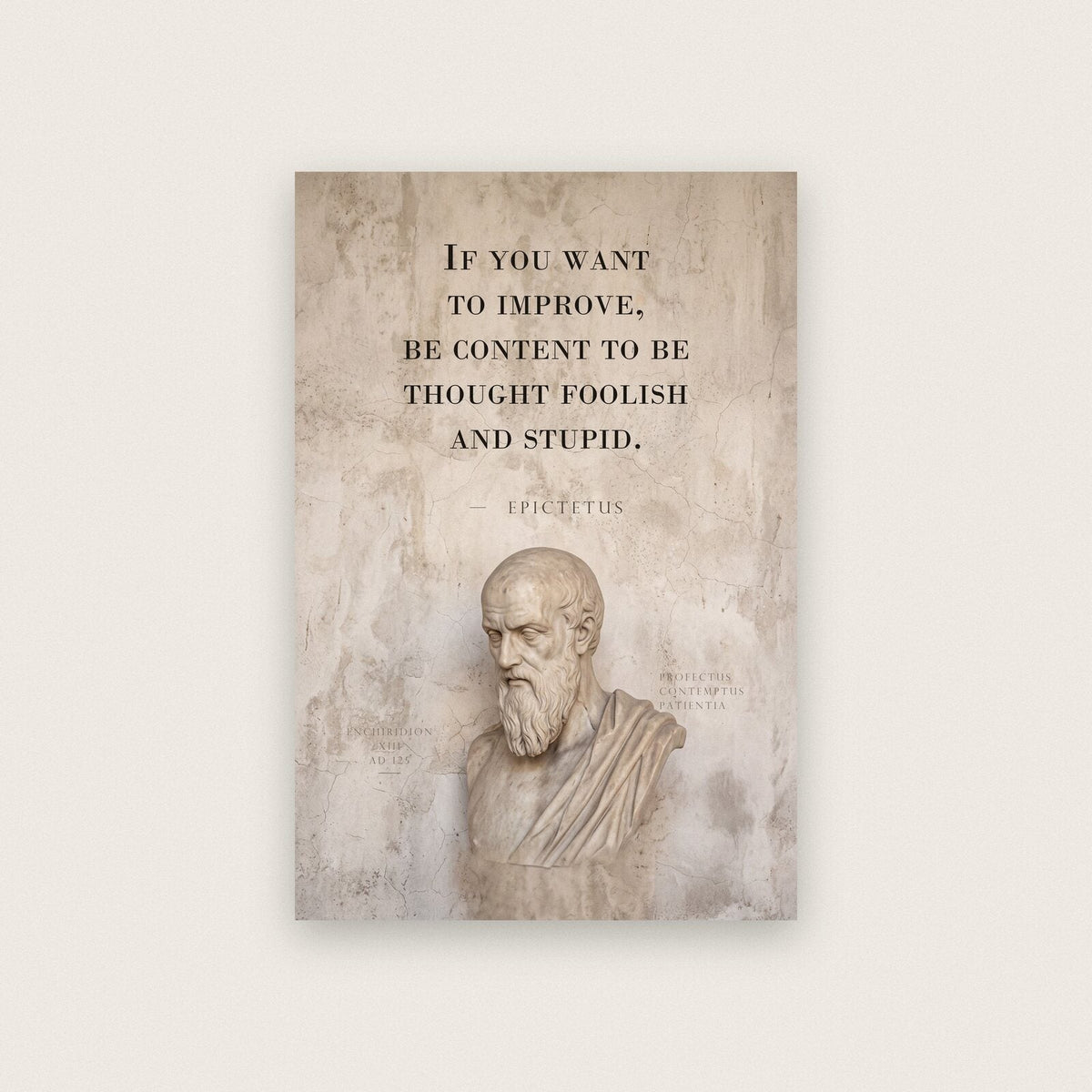 Be Content To Be Thought Foolish Epictetus Marble Stoic Quote Art Print