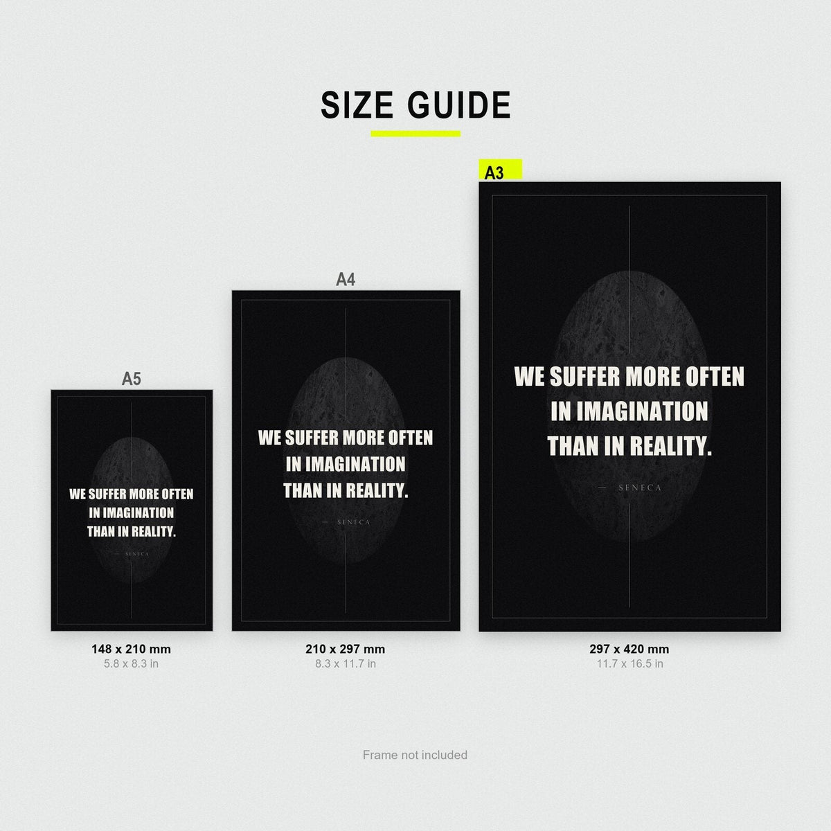We Suffer More In Imagination Seneca Obsidian Quote Art Print
