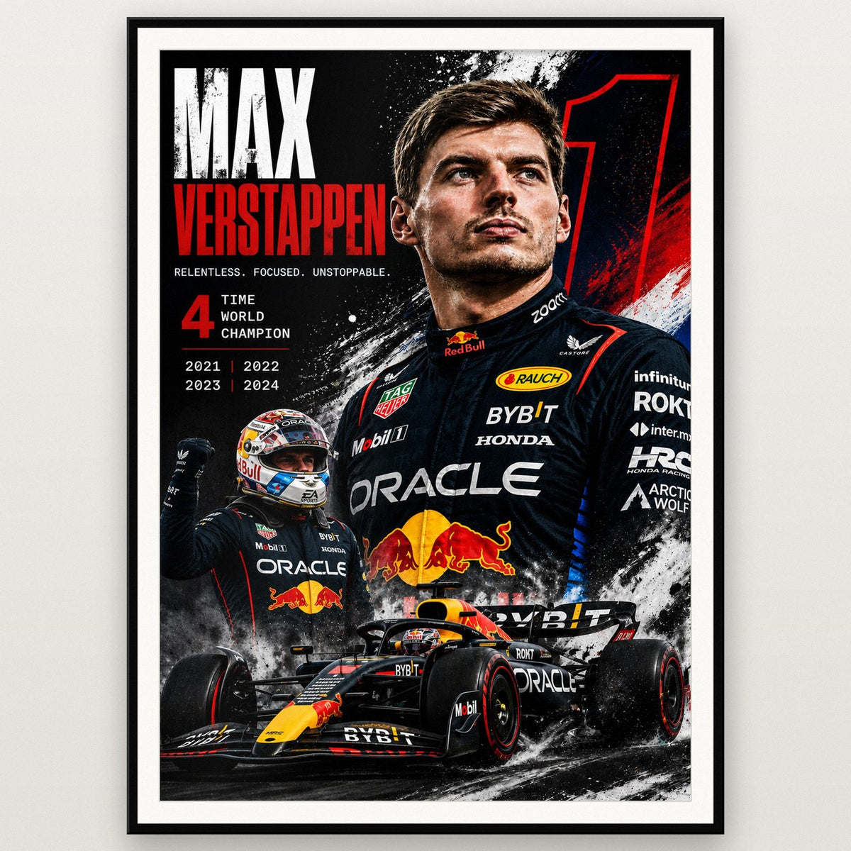Max Verstappen Four Time World Champion F1 Art Print