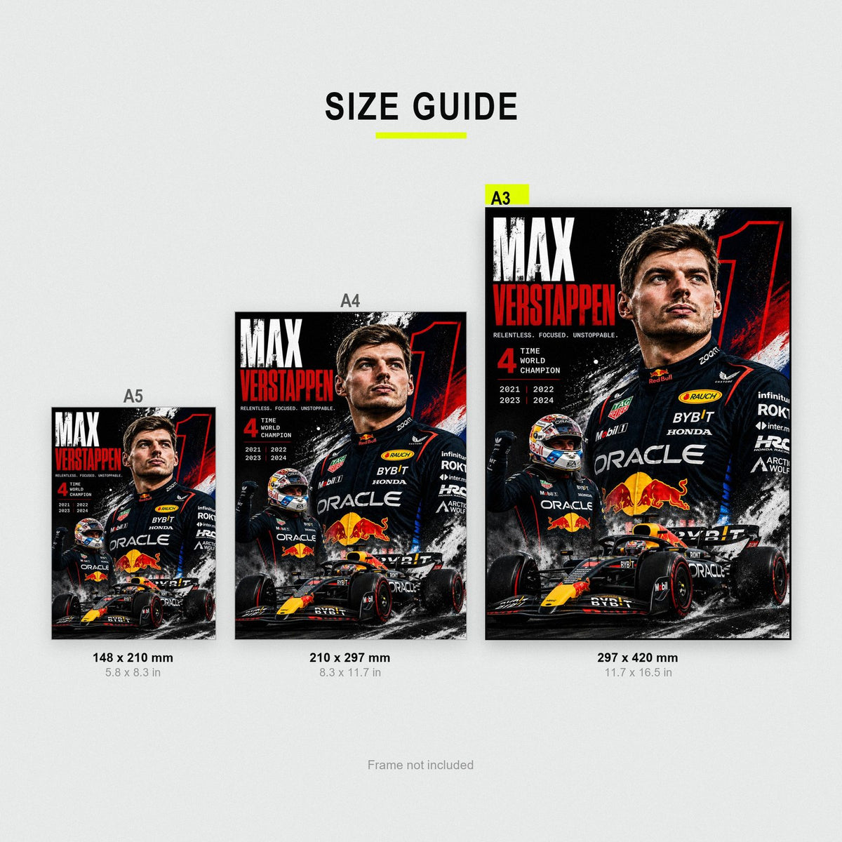 Max Verstappen Four Time World Champion F1 Art Print