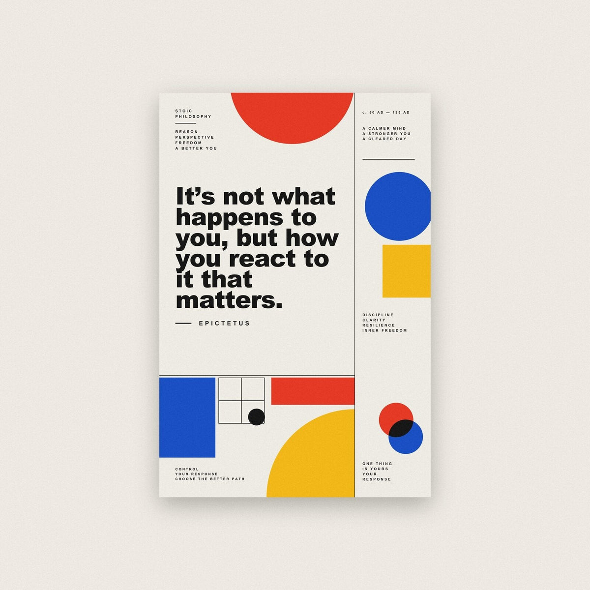 It Is How You React That Matters Epictetus Bauhaus Quote Art Print