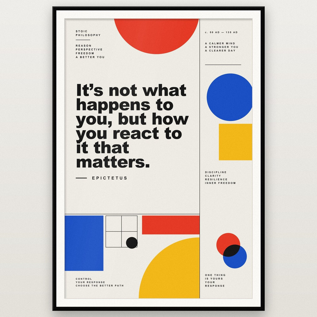 It Is How You React That Matters Epictetus Bauhaus Quote Art Print