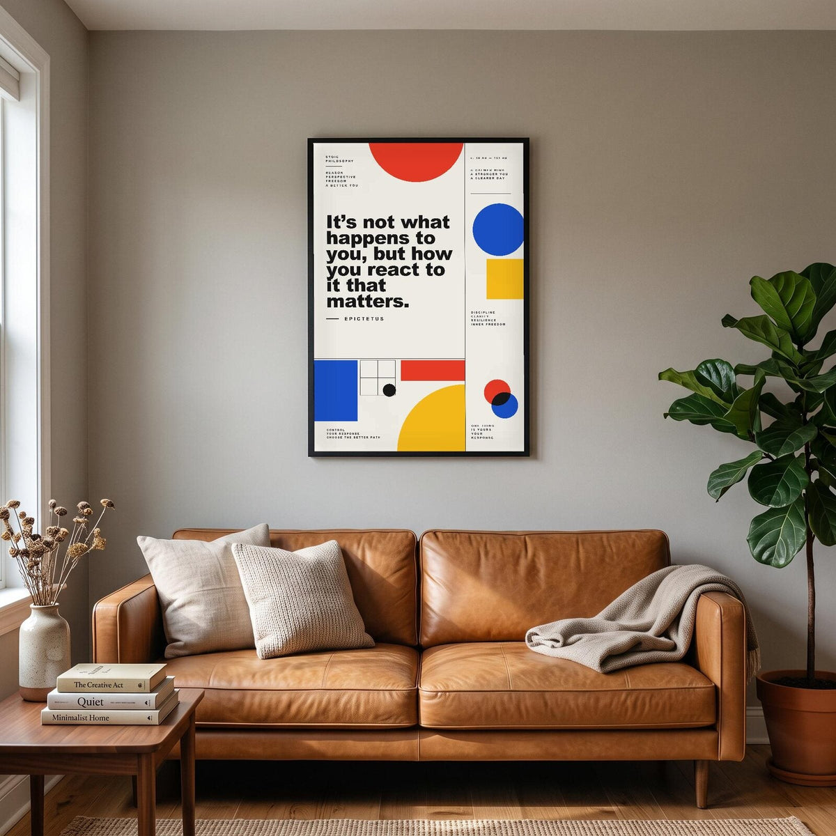 It Is How You React That Matters Epictetus Bauhaus Quote Art Print
