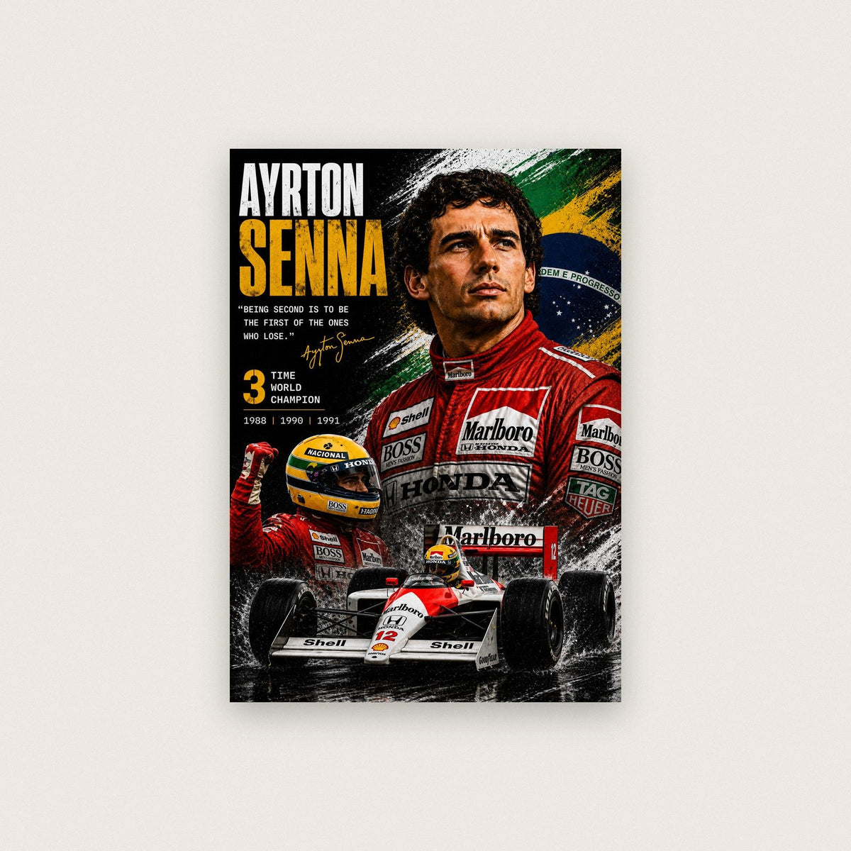 Ayrton Senna F1 World Champion Print