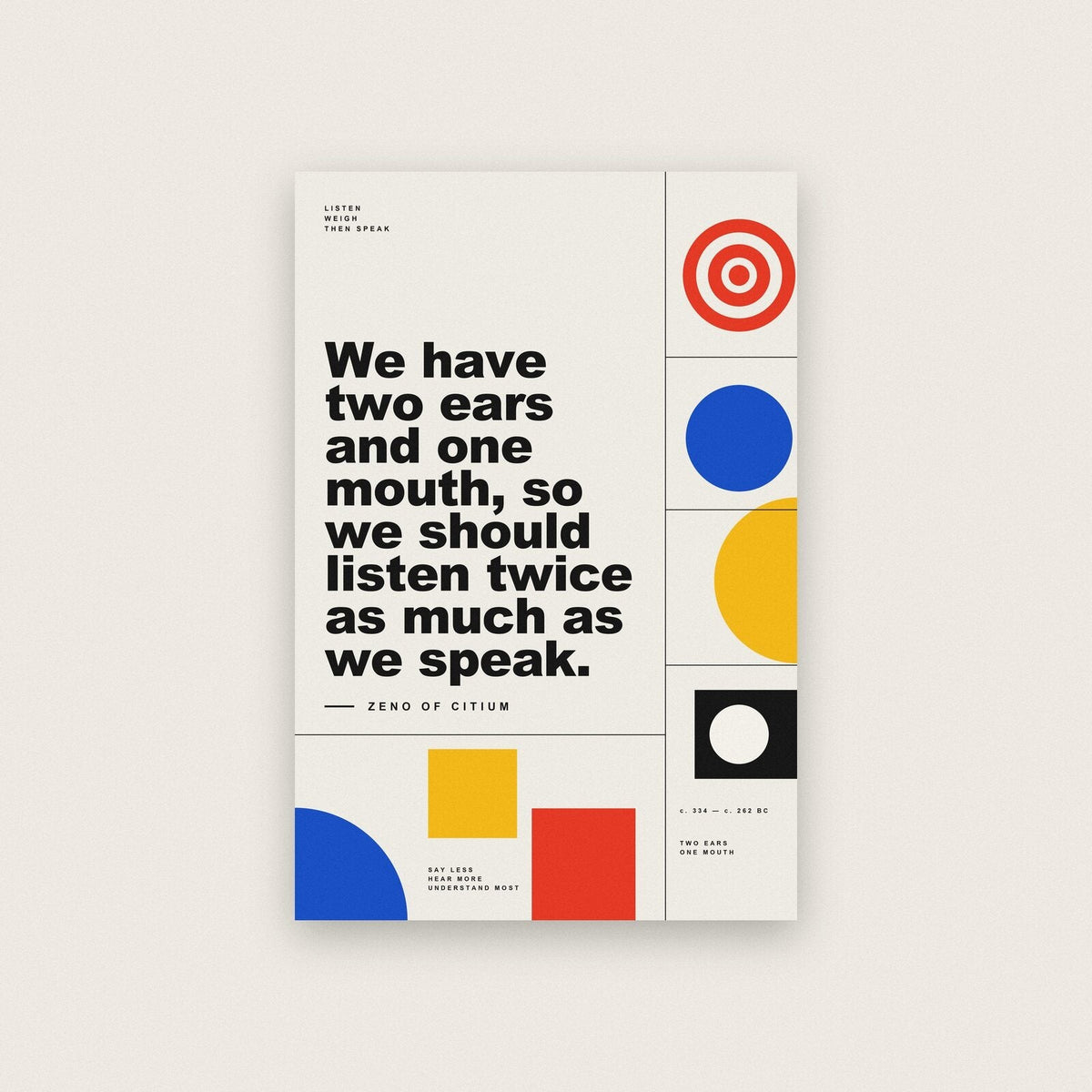 Two Ears And One Mouth Zeno Of Citium Bauhaus Quote Art Print