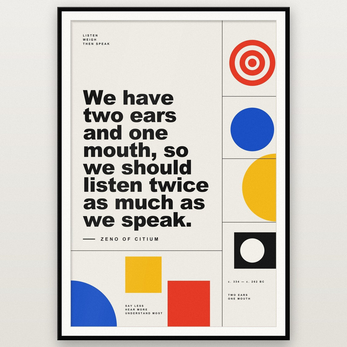 Two Ears And One Mouth Zeno Of Citium Bauhaus Quote Art Print