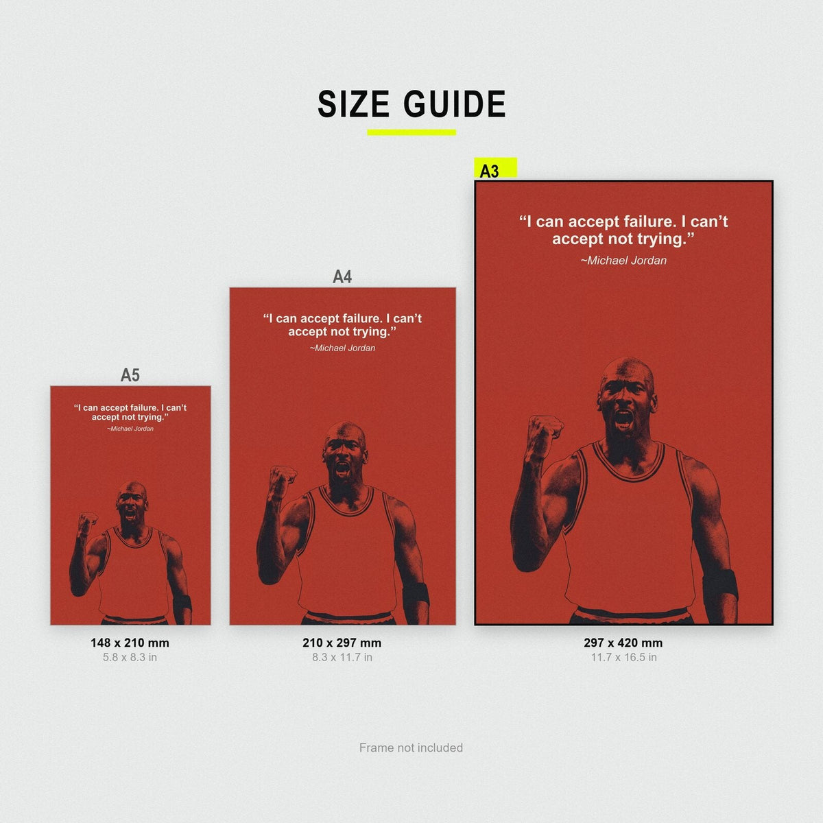 I Can Accept Failure I Cant Accept Not Trying Michael Jordan Sporting Quote Art Print